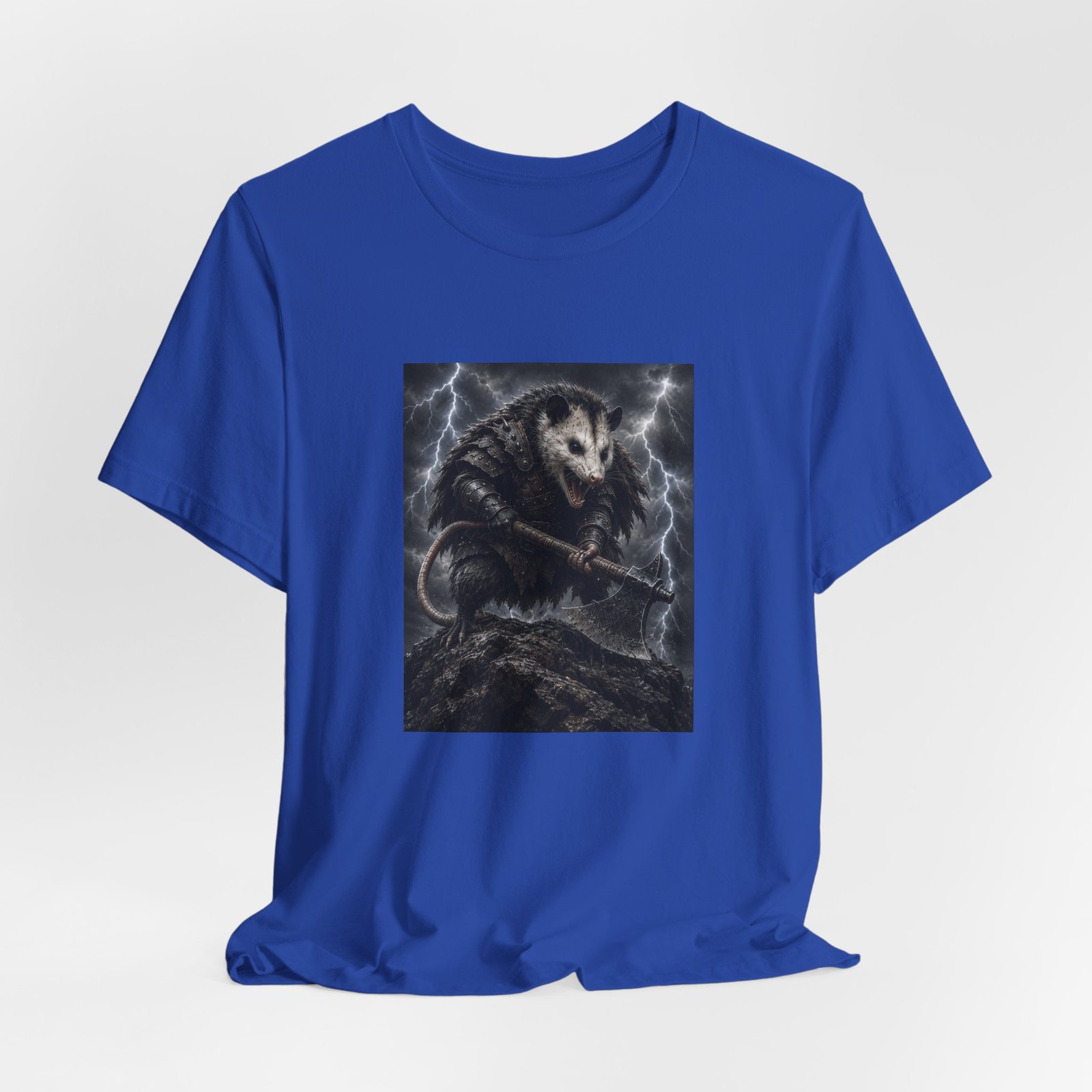Opossum Warrior With Axe Lightning Storm Graphic Tee - Image 32