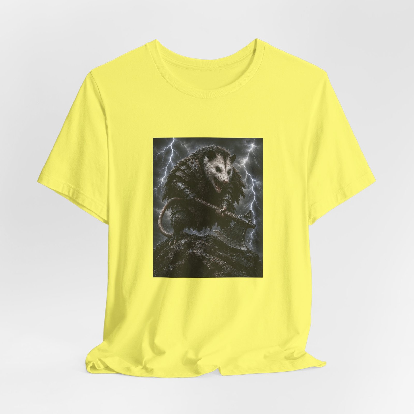 Opossum Warrior With Axe Lightning Storm Graphic Tee - Image 20