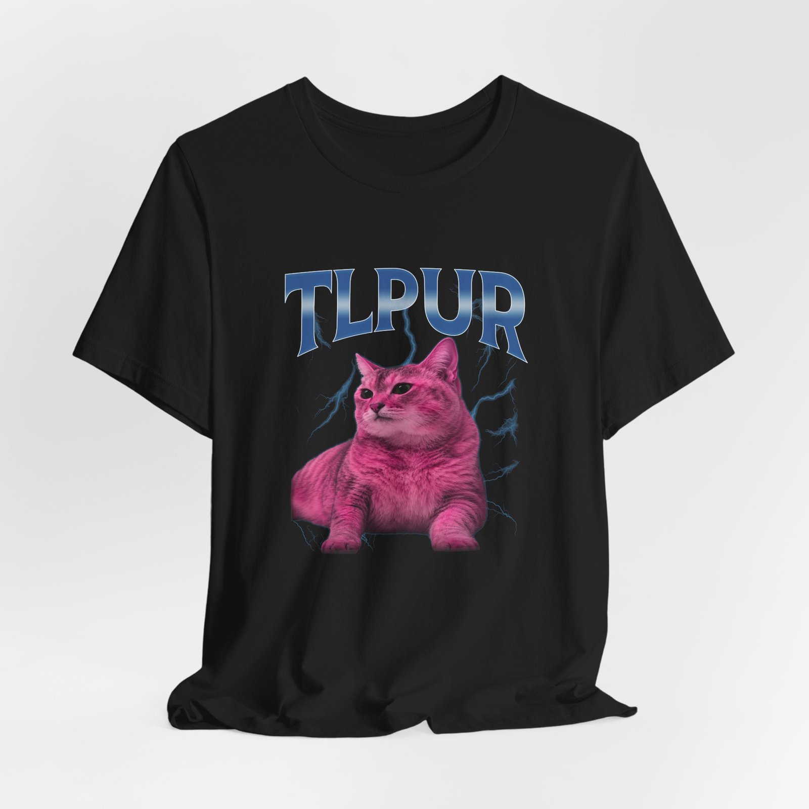 Bootleg TLPUR Meme Pink Cat Blue Splash Graphic Graphic Tee - Image 8