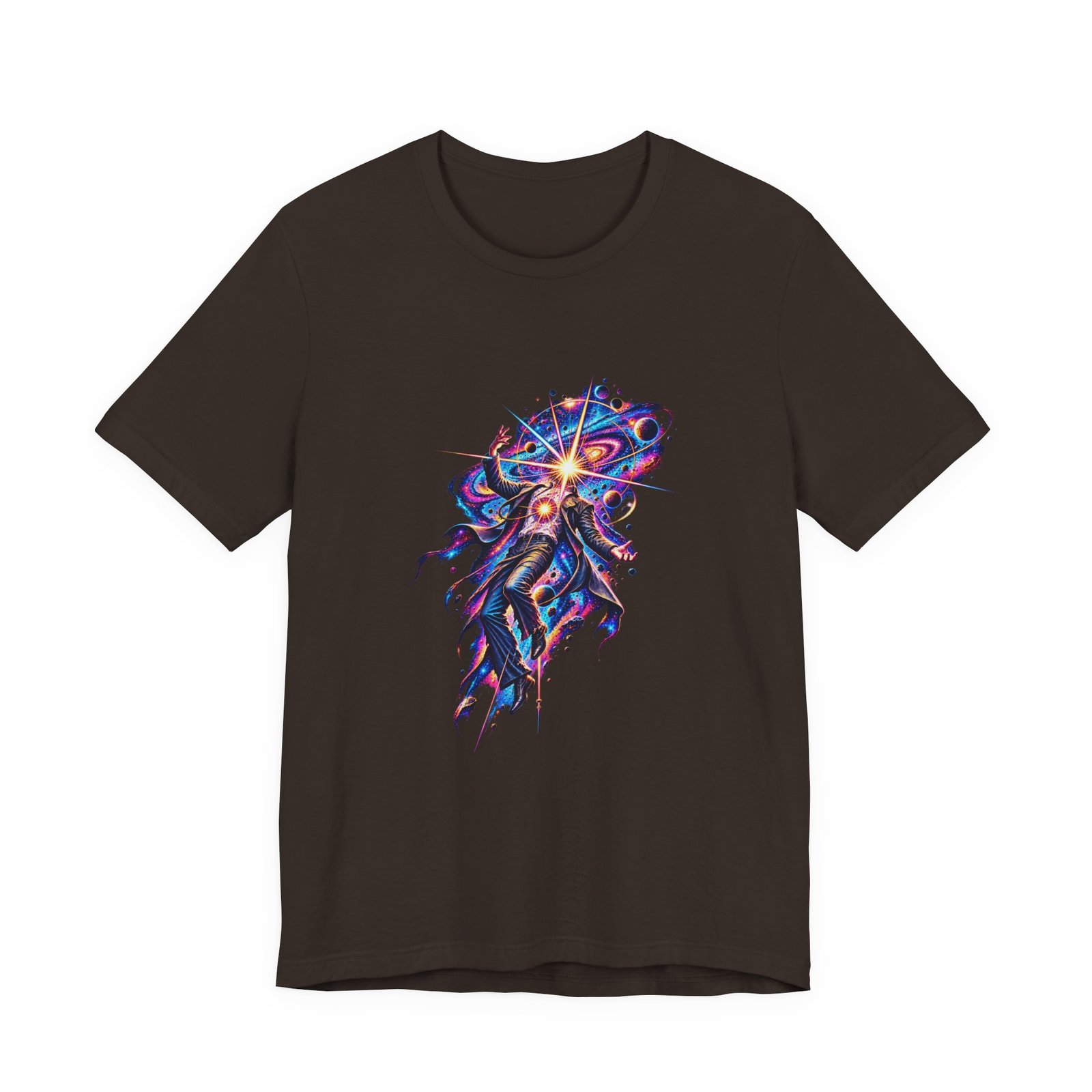 Cosmic Awakening Starburst Human Figure Graphic Tee