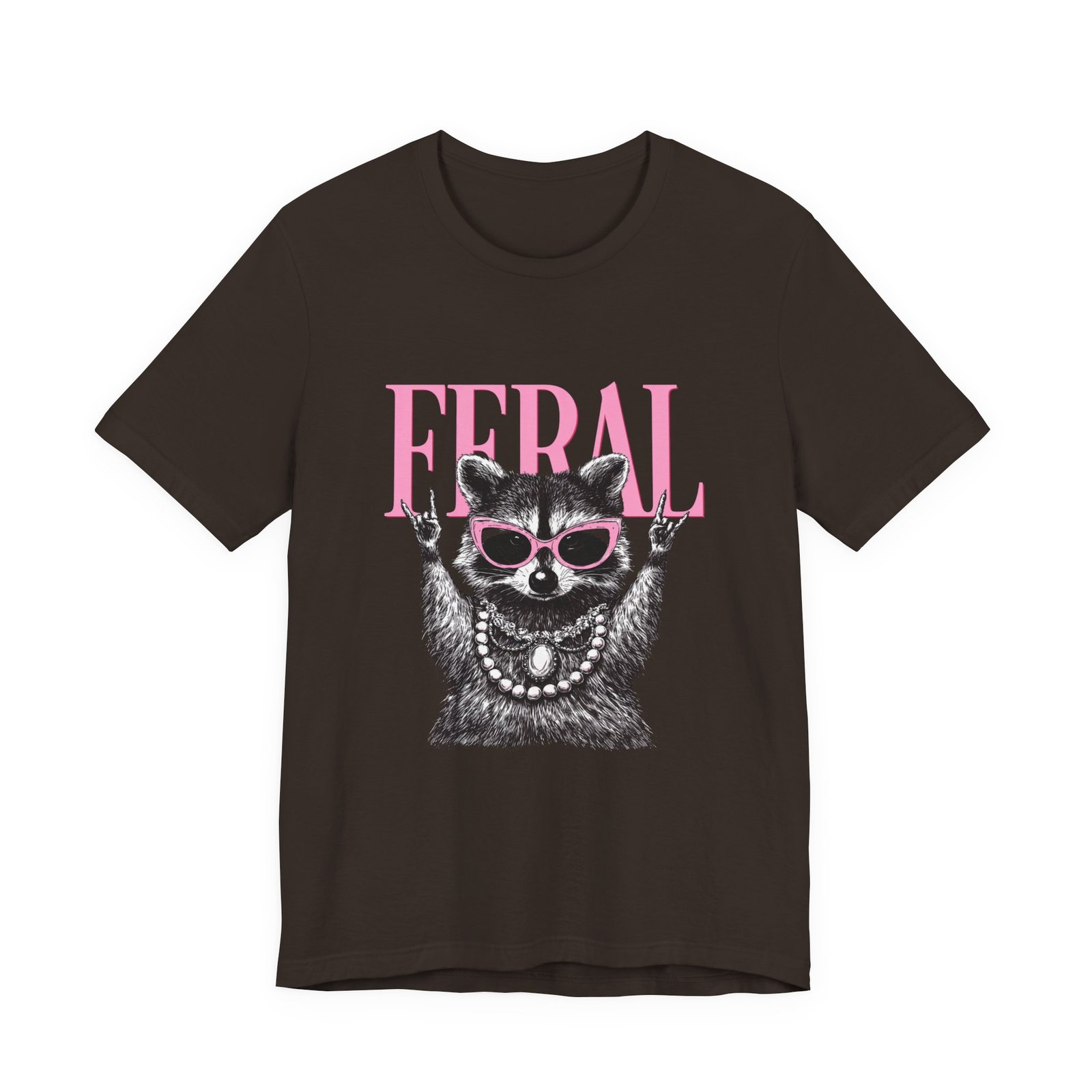 Feral Raccoon Pink Sunglasses Pearl Attitude Graphic Tee - Image 9