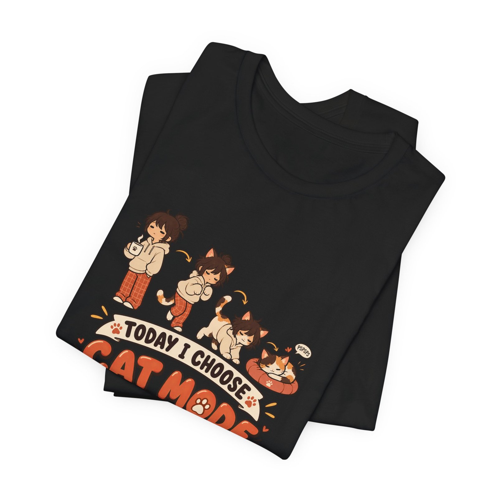 Cat Mode Transformation Cartoon Graphic Tee - Image 15