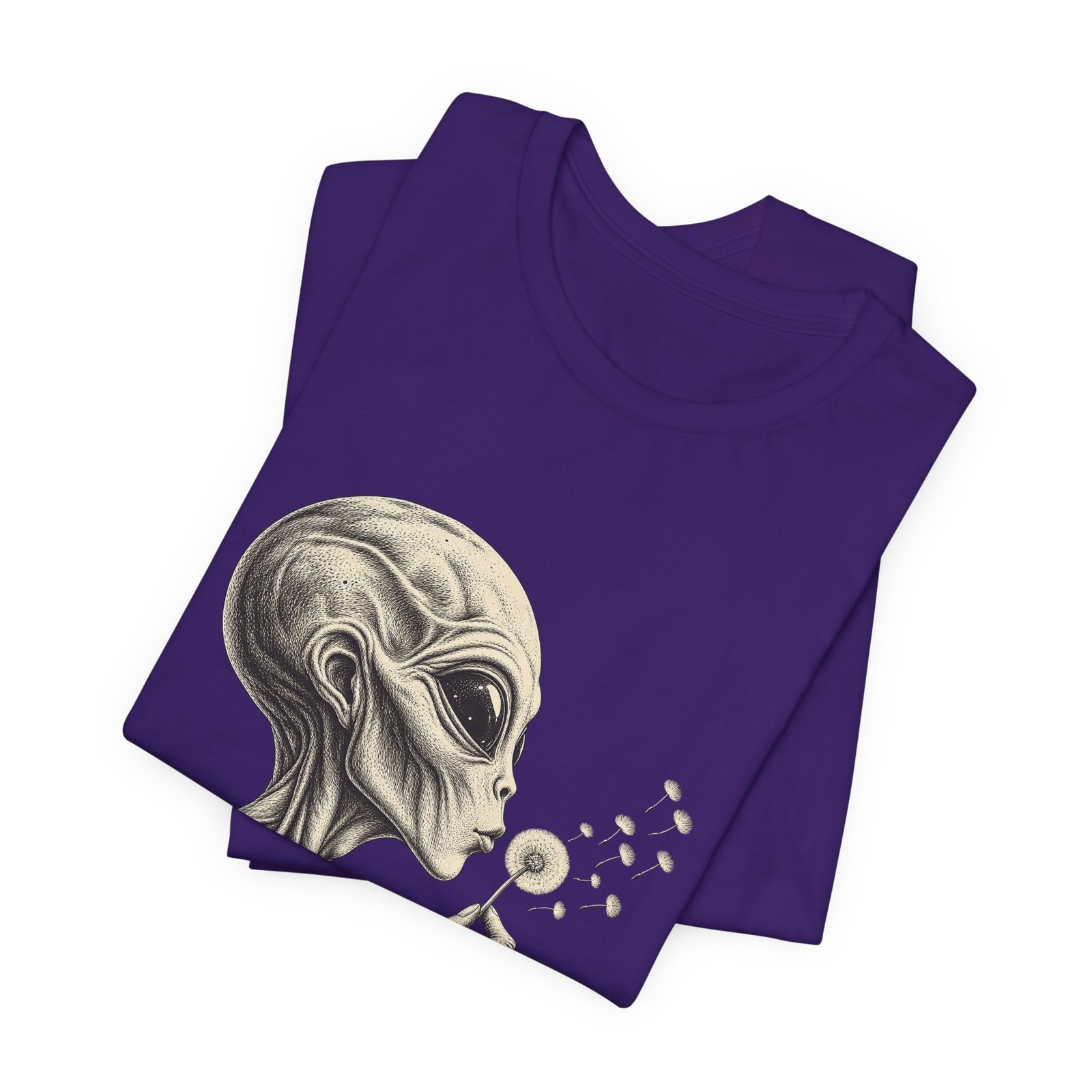 Alien Blowing Dandelion Seeds Wishful Extraterrestrial Wonder Tee - Image 39