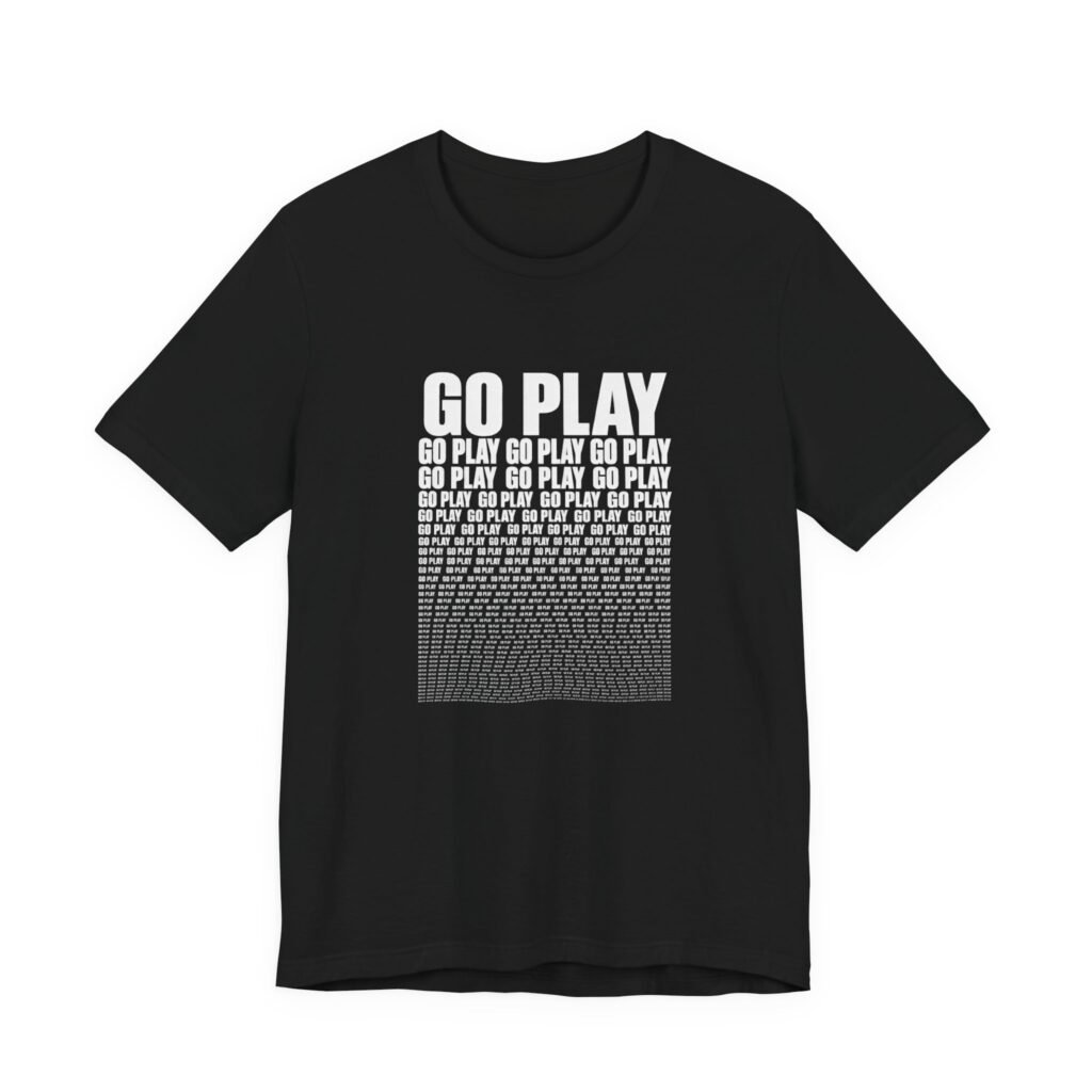 Go Play Repeating Typography Graphic Tee