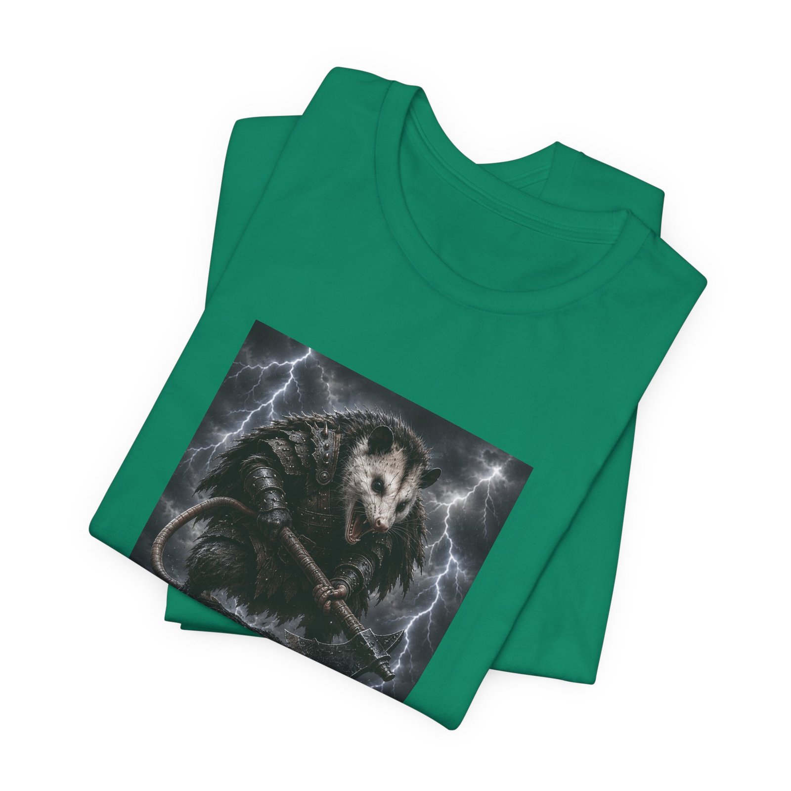 Opossum Warrior With Axe Lightning Storm Graphic Tee - Image 27
