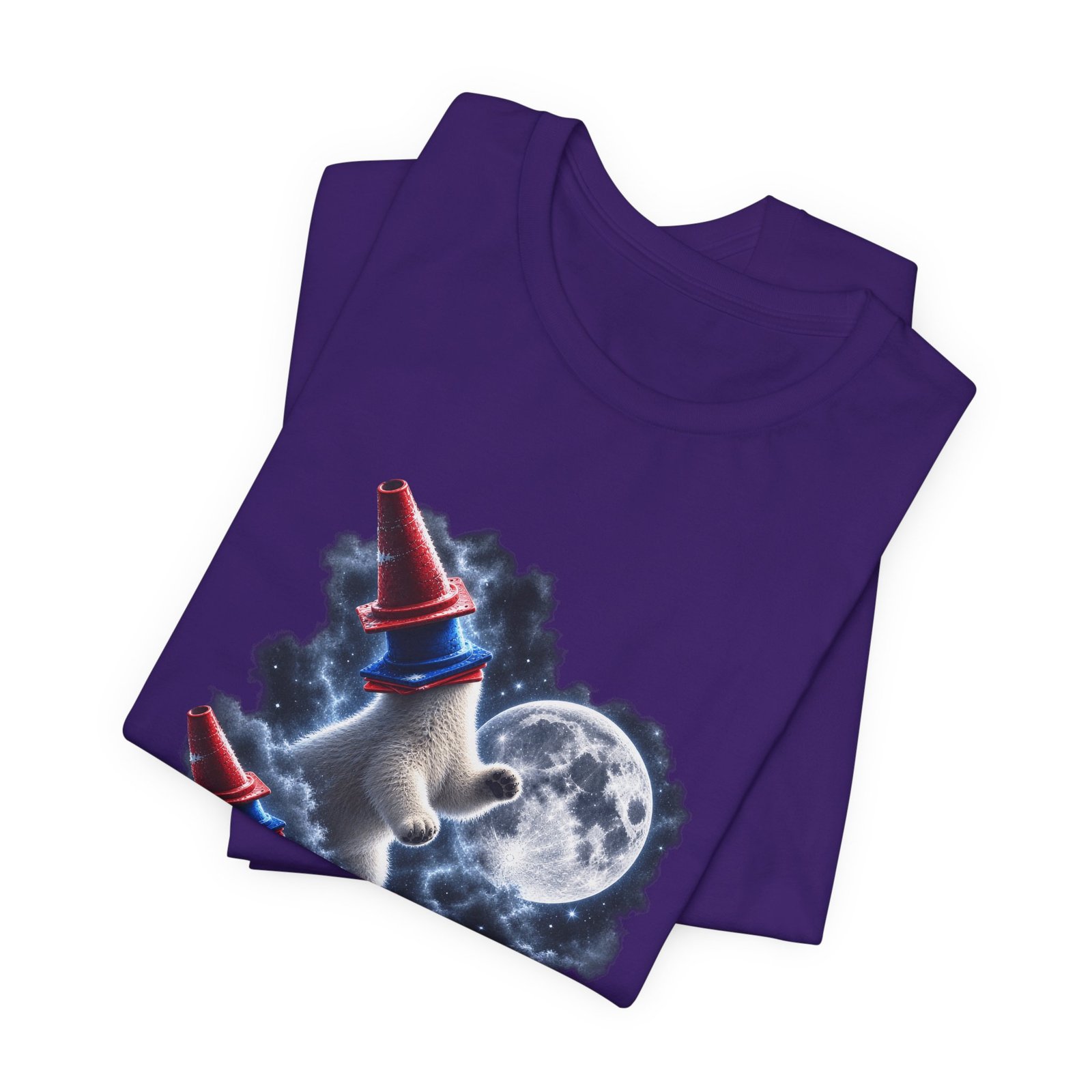 Surreal Polar Bears With Traffic Cones Moon Humor Graphic Tee - Image 27
