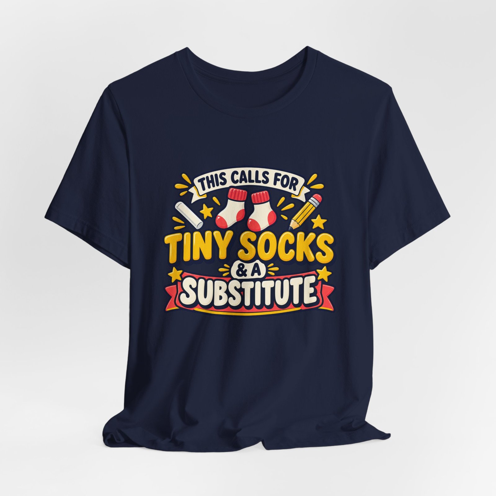 Teacher Baby Announcement Tiny Socks And Substitute Classroom Tee - Image 36