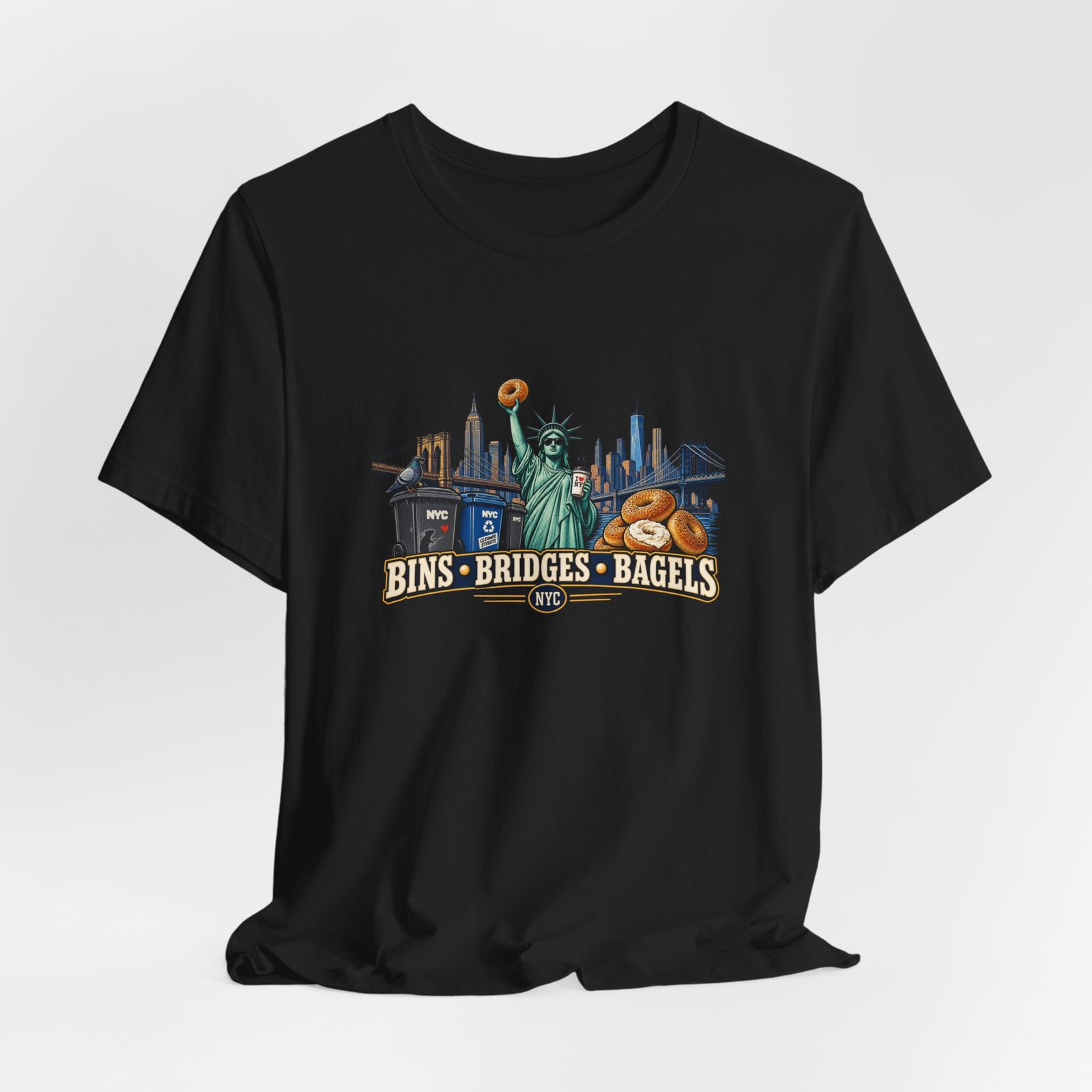 NYC Cleaner Streets Liberty Bagels Graphic Tee - Image 16