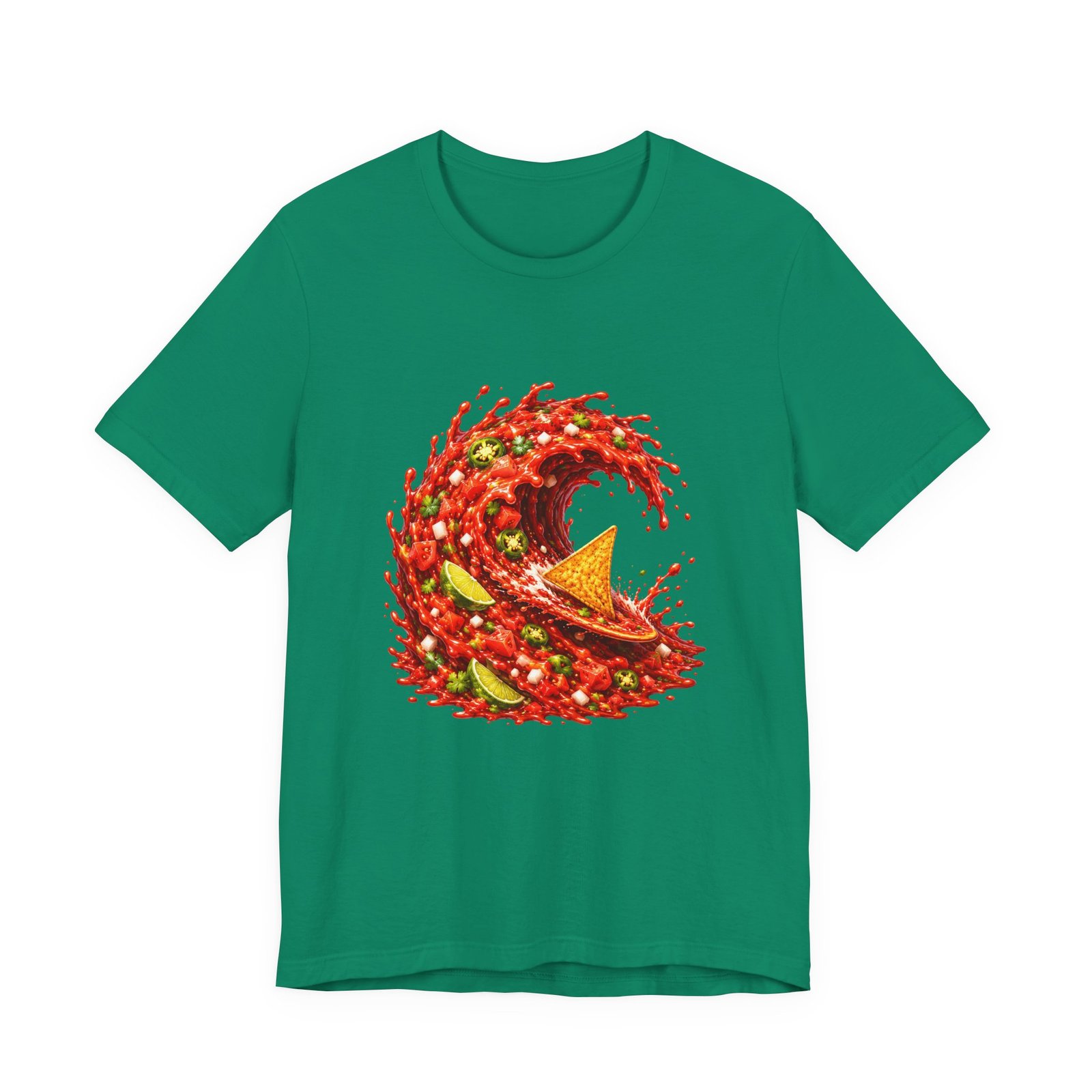 Tortilla Chip Surfing Spicy Salsa Wave Graphic Tee - Image 25