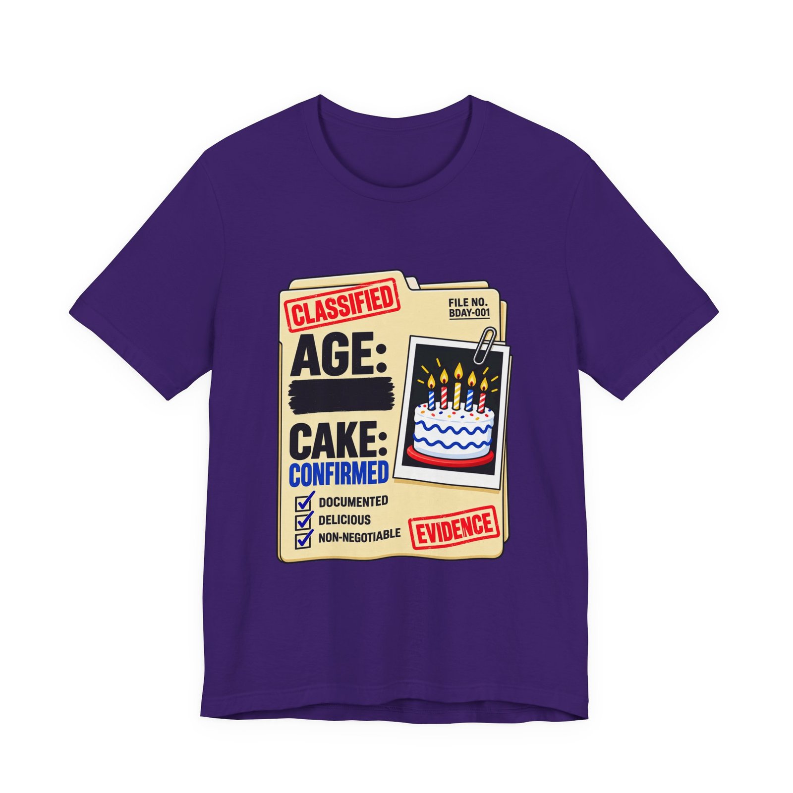 Classified Birthday Cake Funny Case Dossier Graphic Tee - Image 37