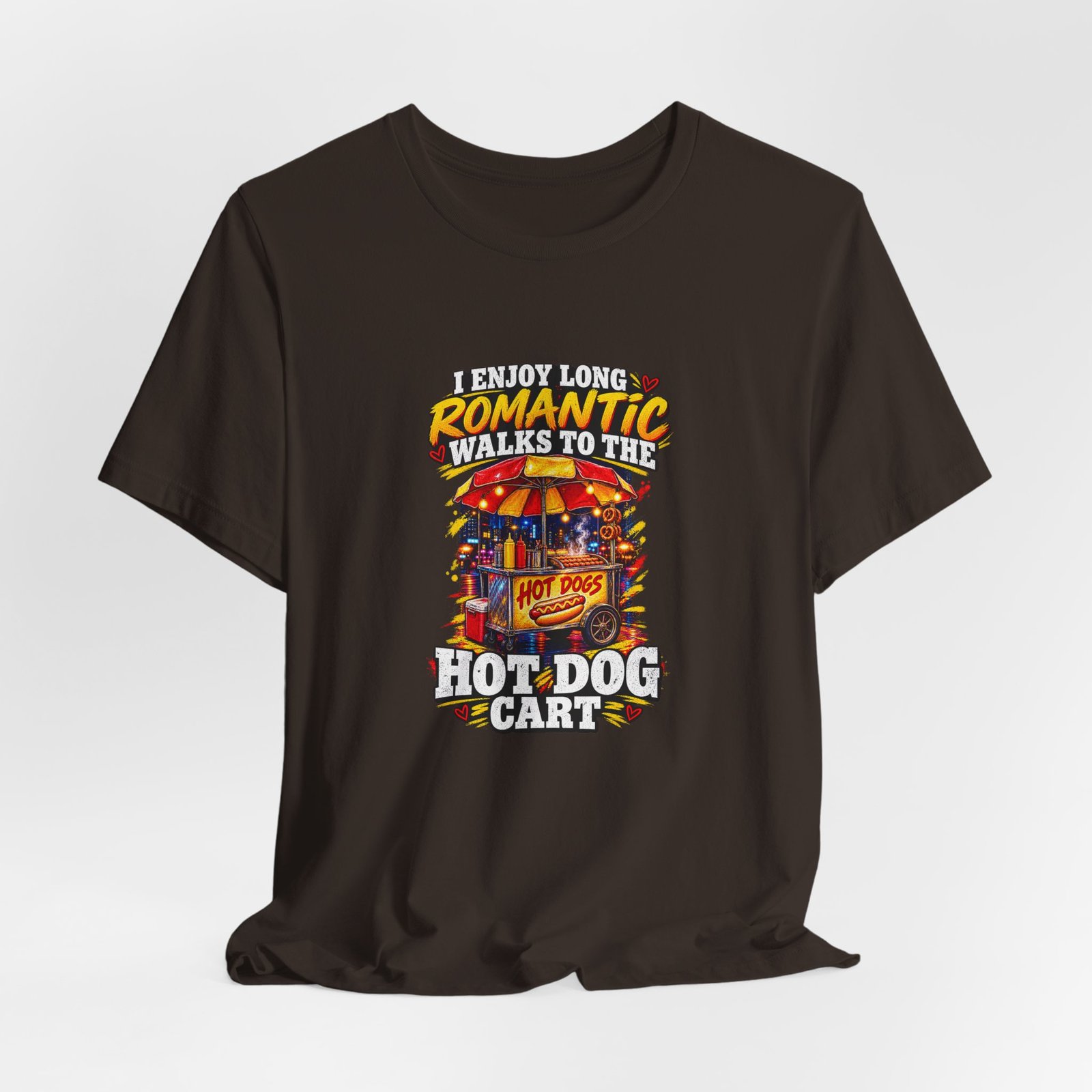 Romantic Walks To The Hot Dog Cart Graphic Tee - Image 12