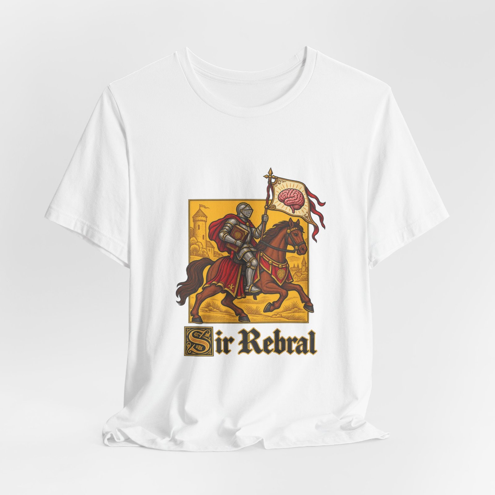 Sir Rebral Cerebral Knight Brain Banner Tee - Image 4