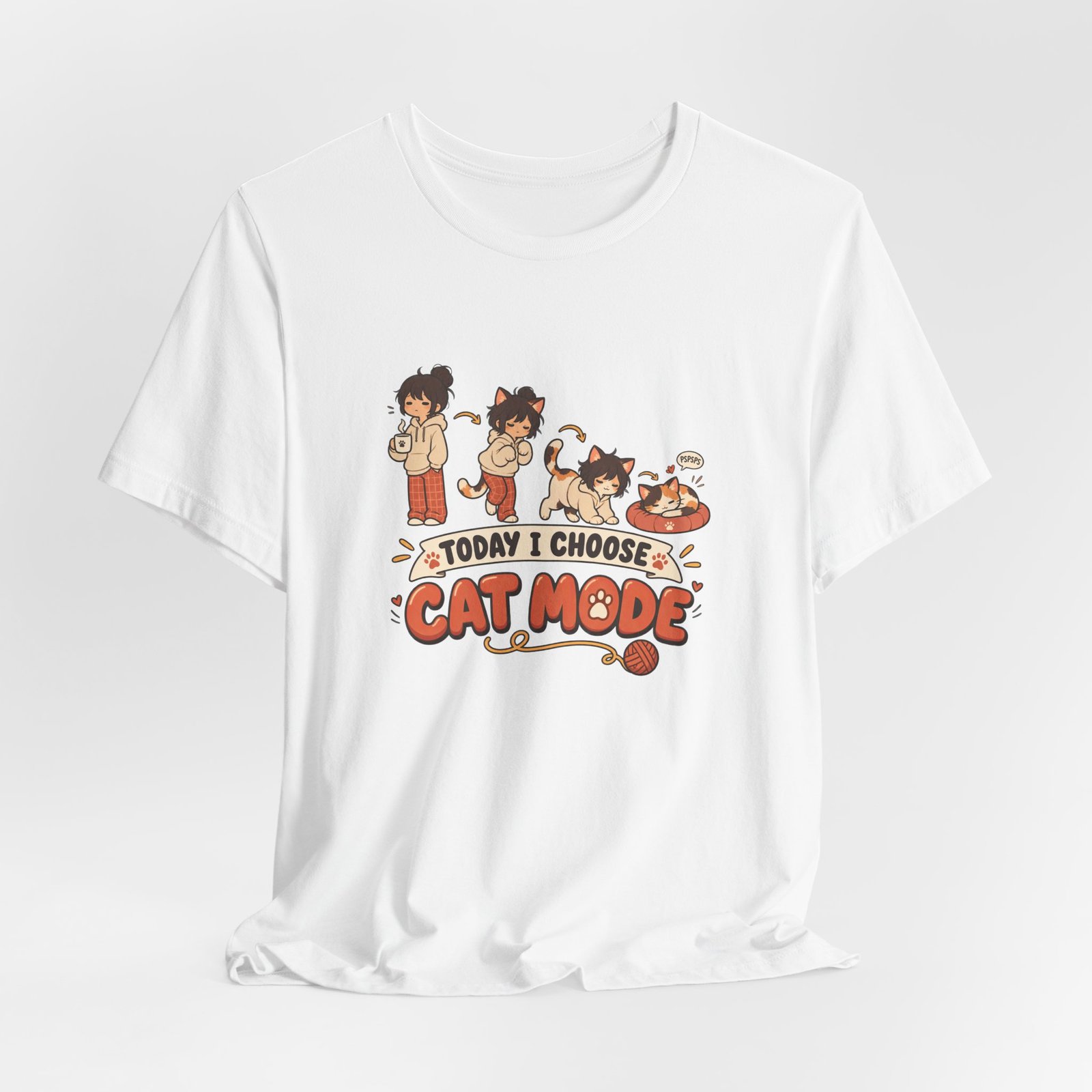 Cat Mode Transformation Cartoon Graphic Tee - Image 4