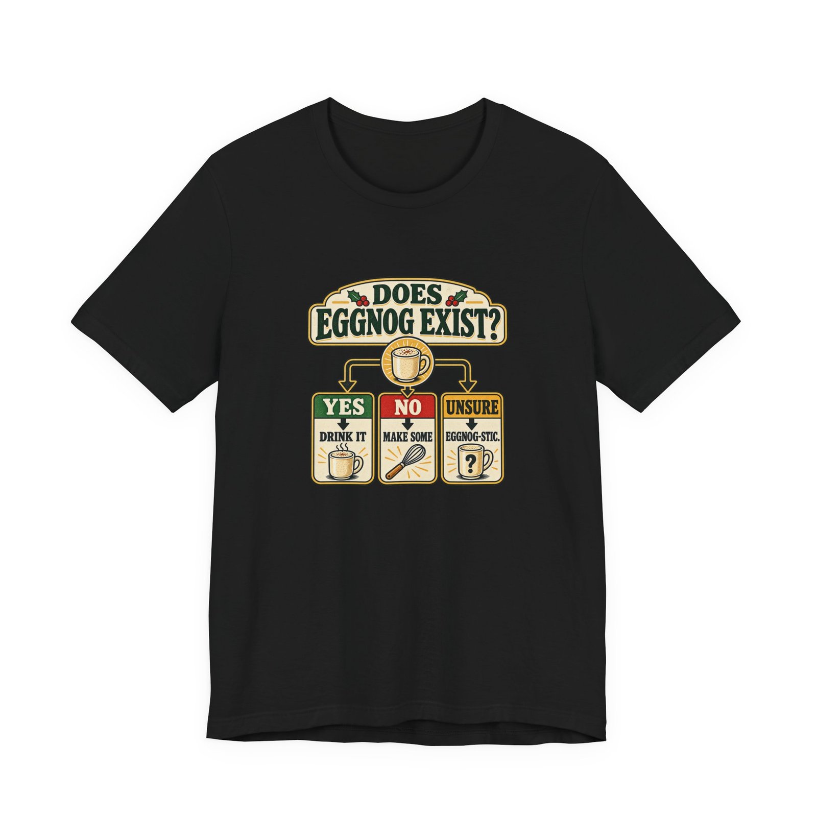 Does Eggnog Pun Exist Holiday Chart Graphic Tee - Image 13