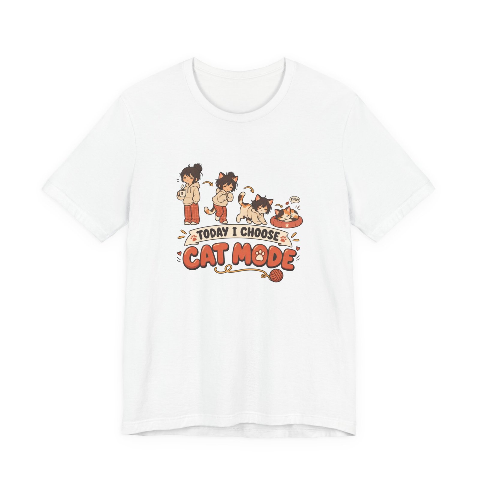 Cat Mode Transformation Cartoon Graphic Tee