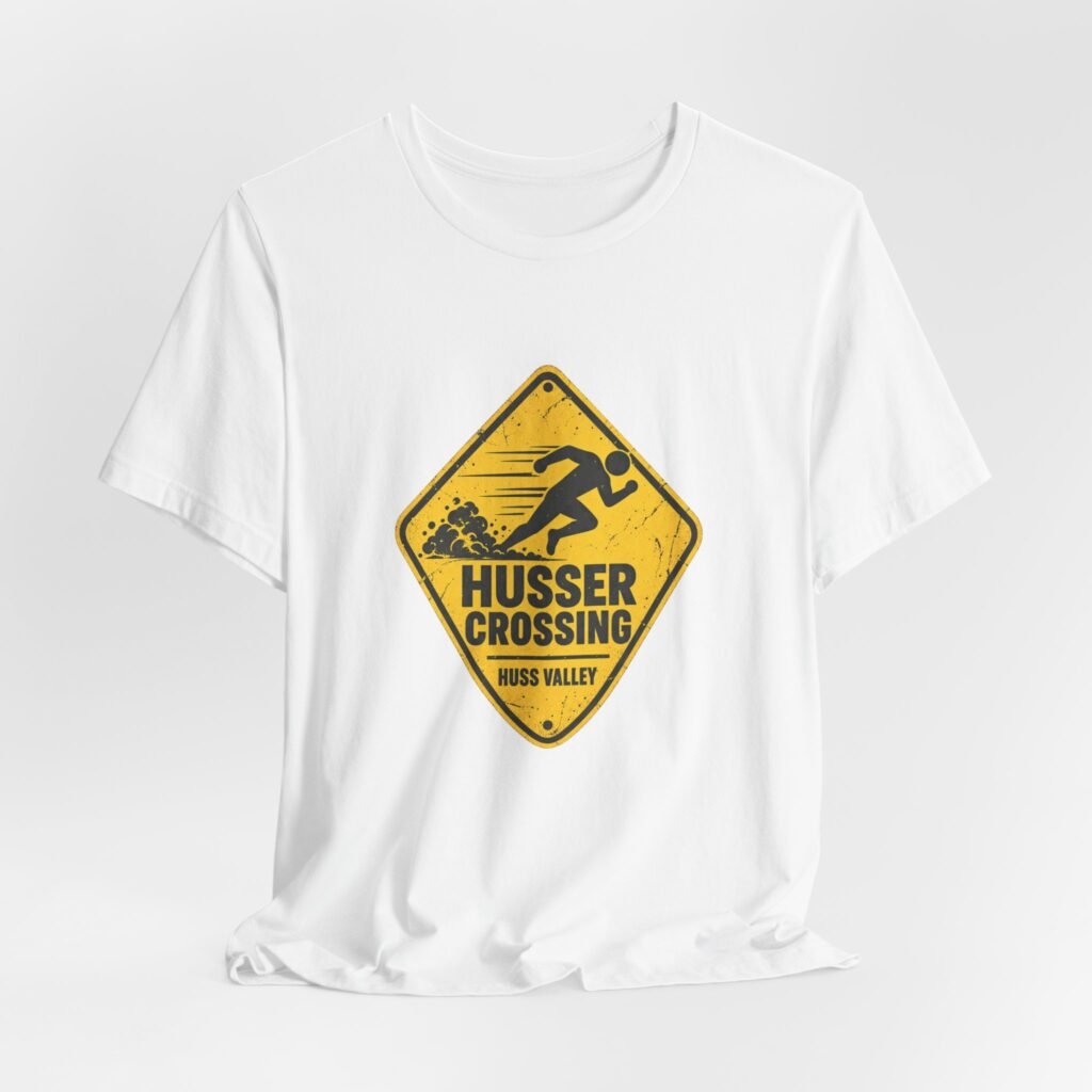 Husser Crossing Running Warning Sign Graphic