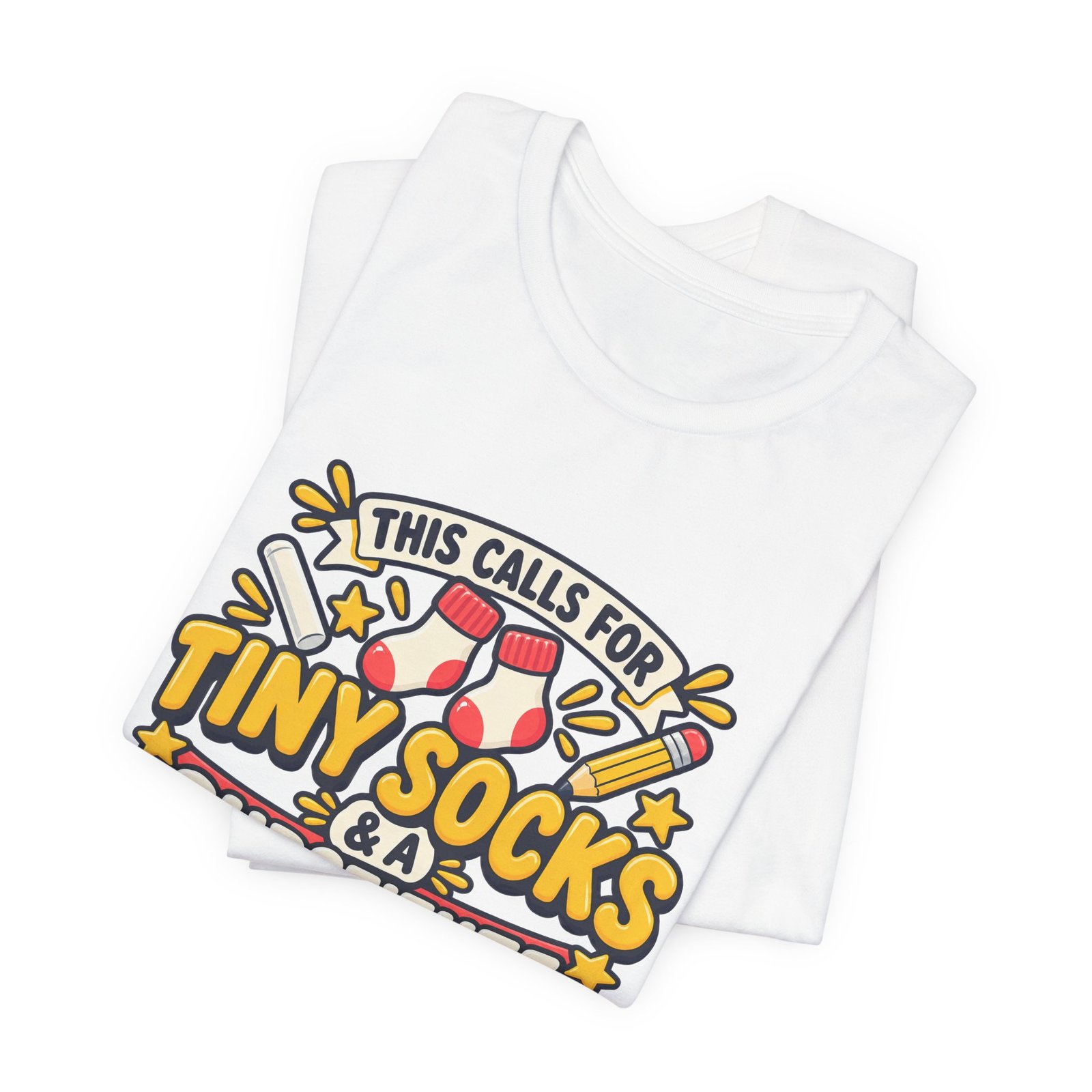 Teacher Baby Announcement Tiny Socks And Substitute Classroom Tee - Image 3