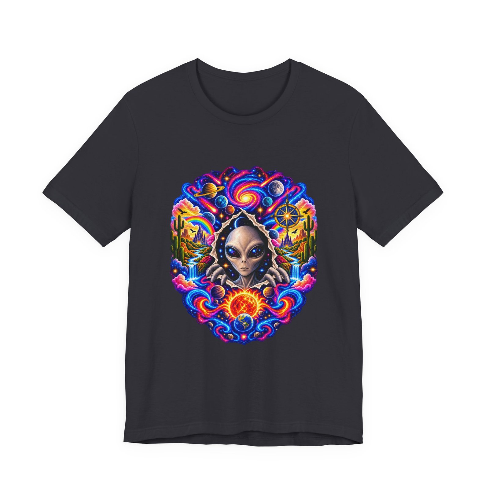 Psychedelic Alien Cosmic Portal Space Graphic Tee - Image 21