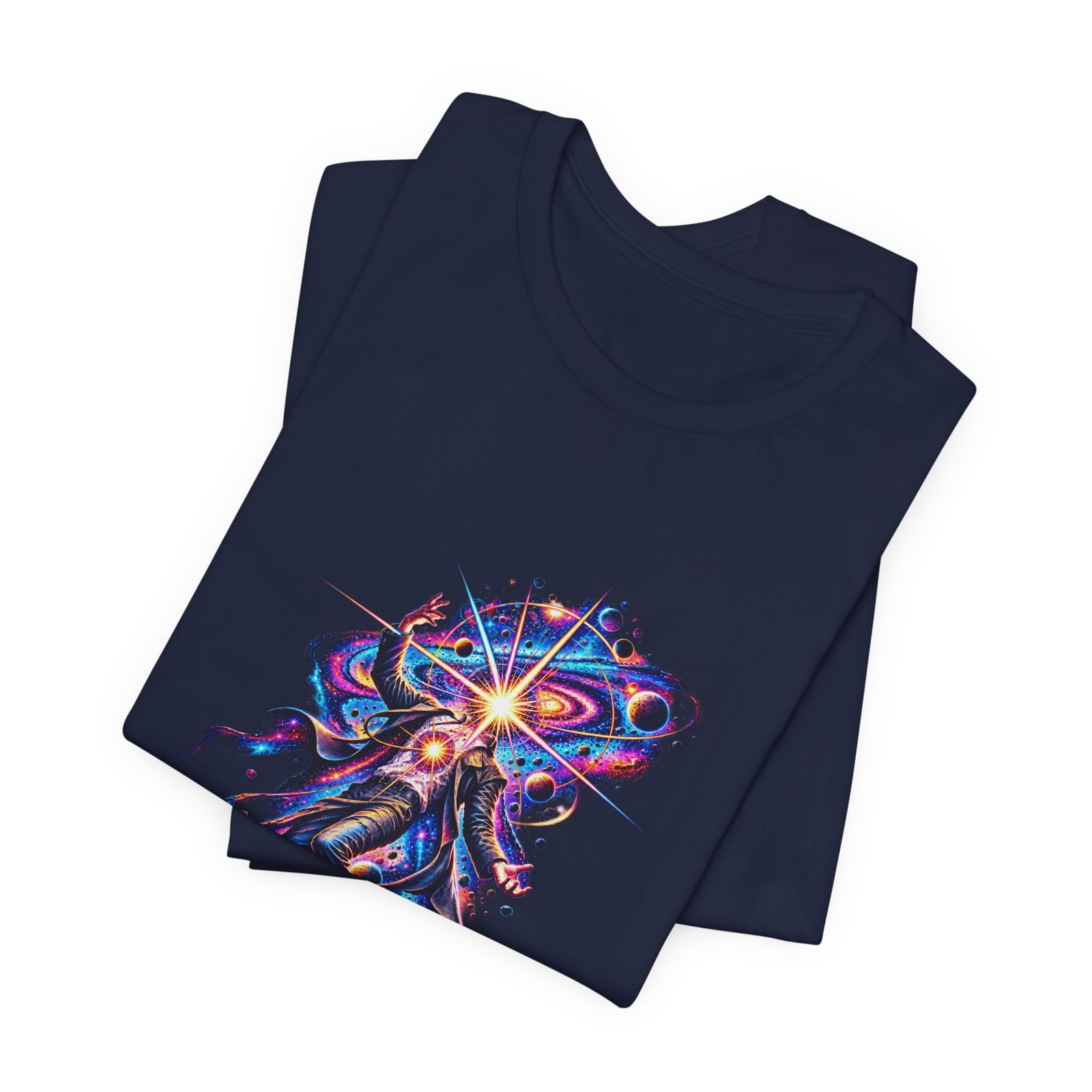 Cosmic Awakening Starburst Human Figure Graphic Tee - Image 23