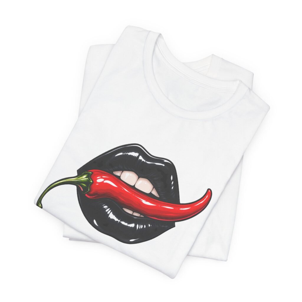 Chili Lips Bite Spicy Food Humor Graphic Tee