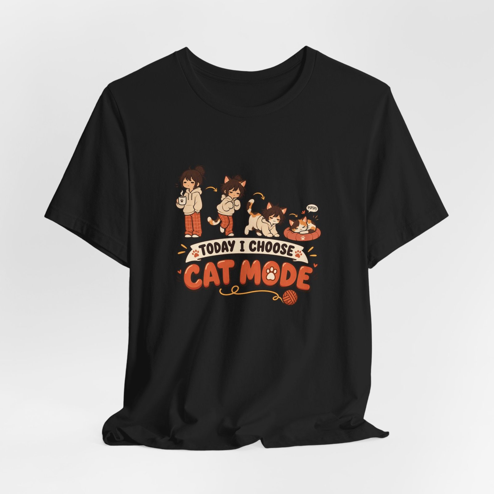 Cat Mode Transformation Cartoon Graphic Tee - Image 16