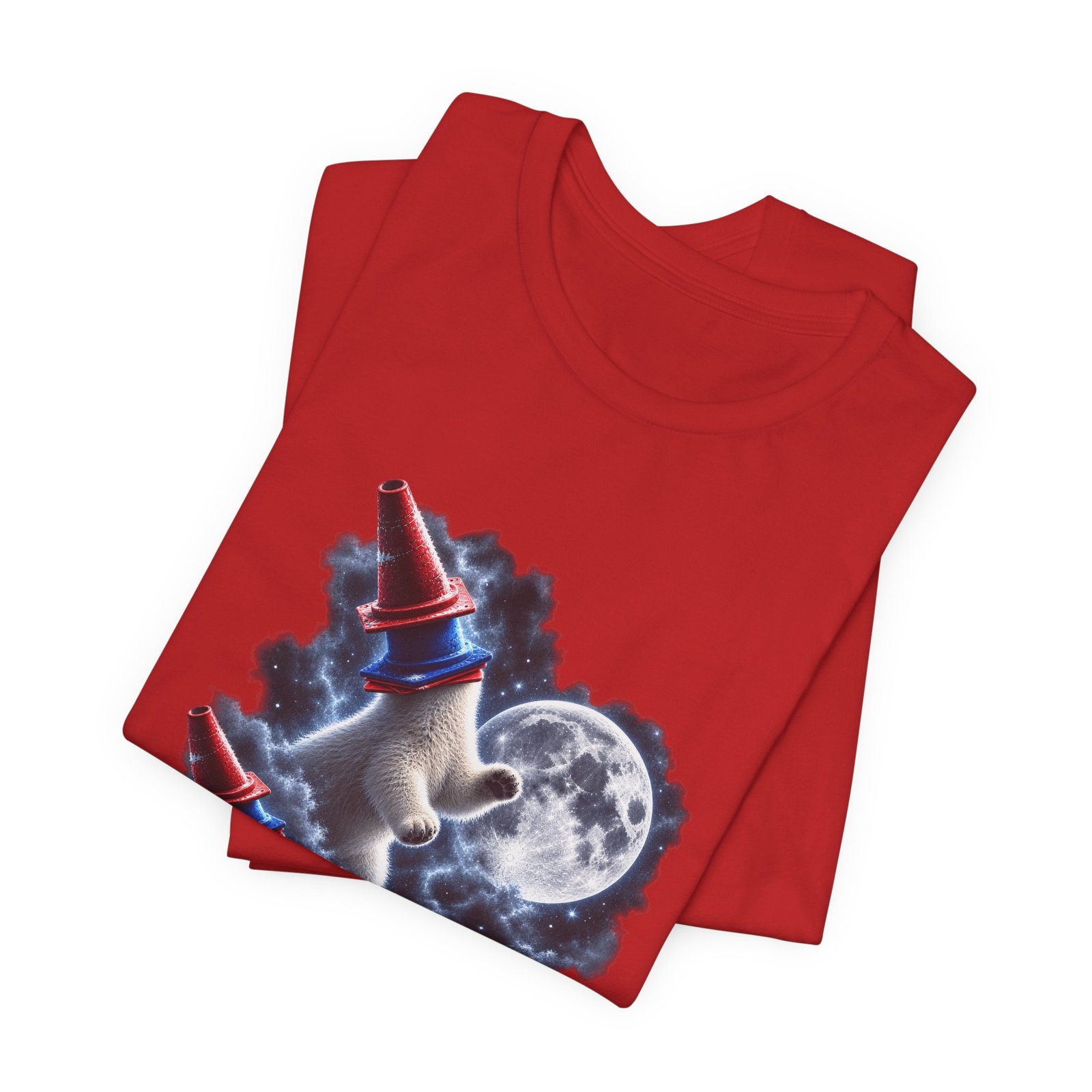 Surreal Polar Bears With Traffic Cones Moon Humor Graphic Tee - Image 31