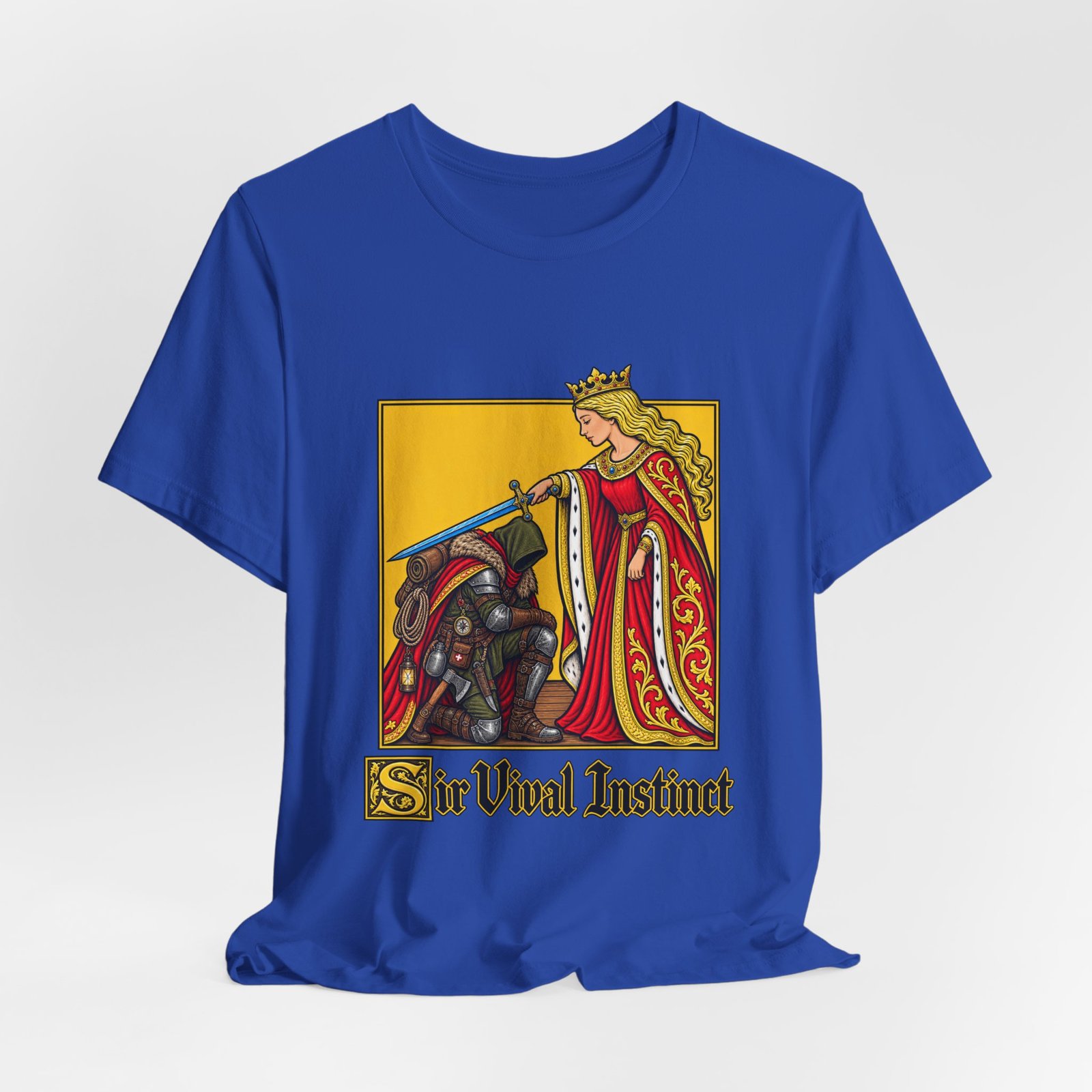 Sir Vival Instinct Medieval Survivalist Pun Graphic Tee - Image 32