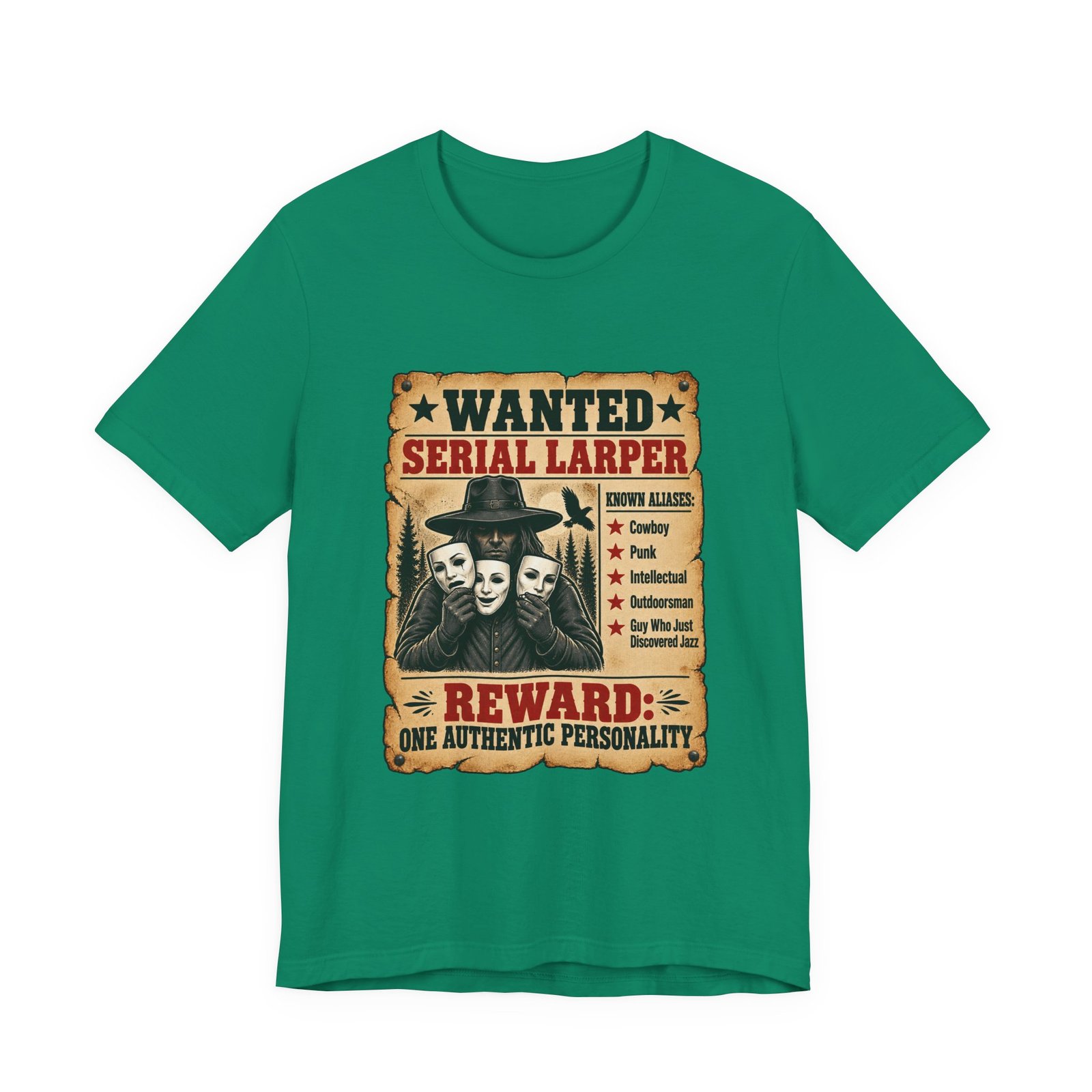 Wanted Serial Larper Funny Persona Poster Graphic Tee - Image 25