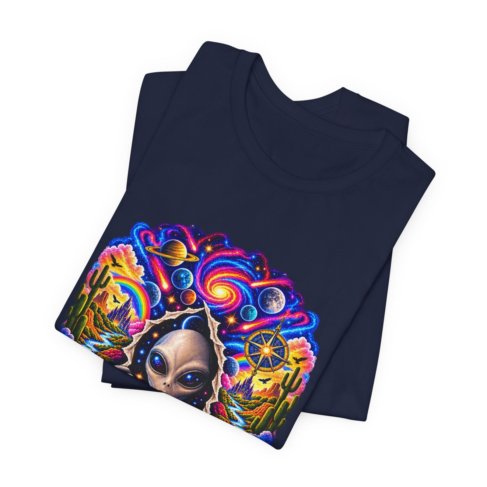 Psychedelic Alien Cosmic Portal Space Graphic Tee - Image 35