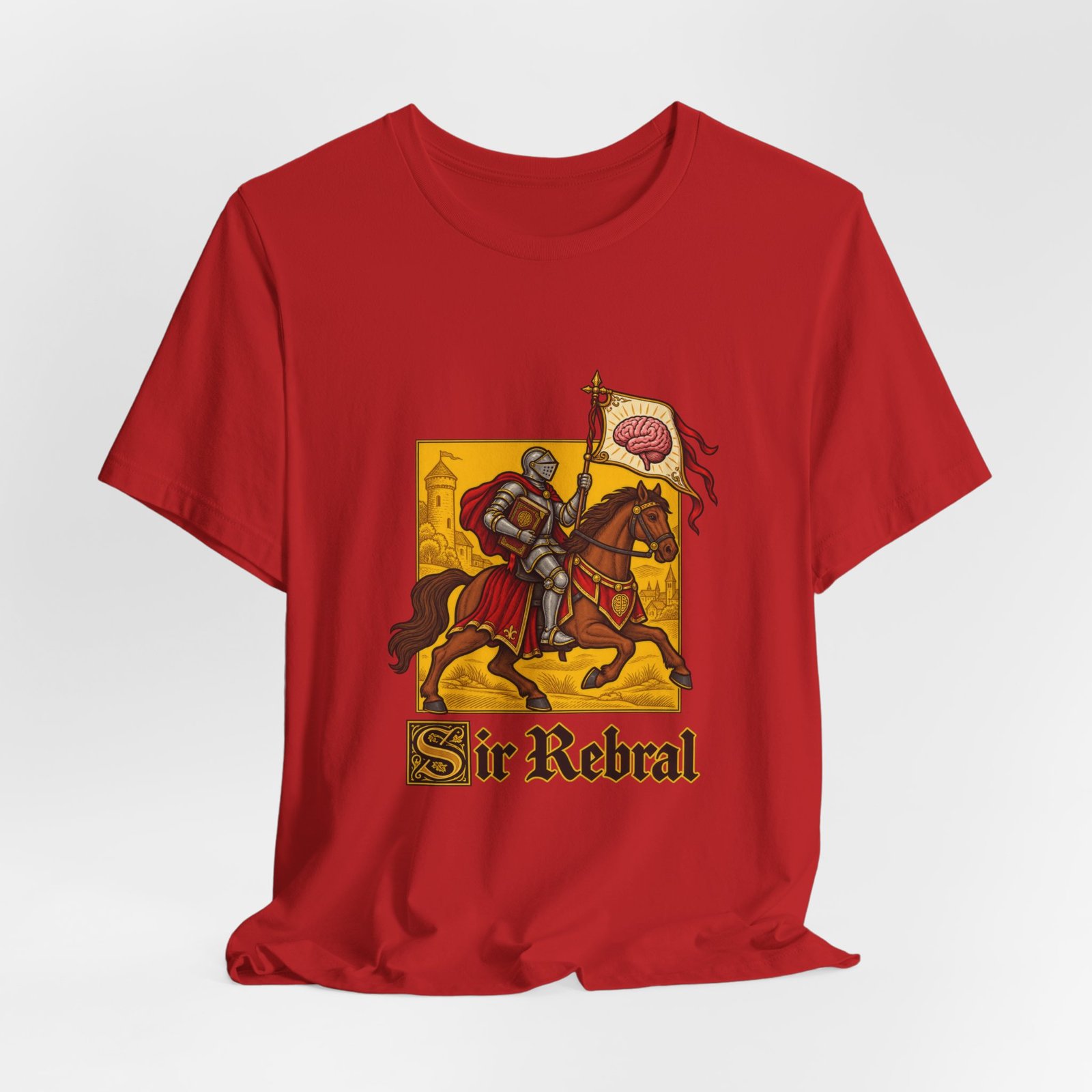 Sir Rebral Cerebral Knight Brain Banner Tee - Image 48