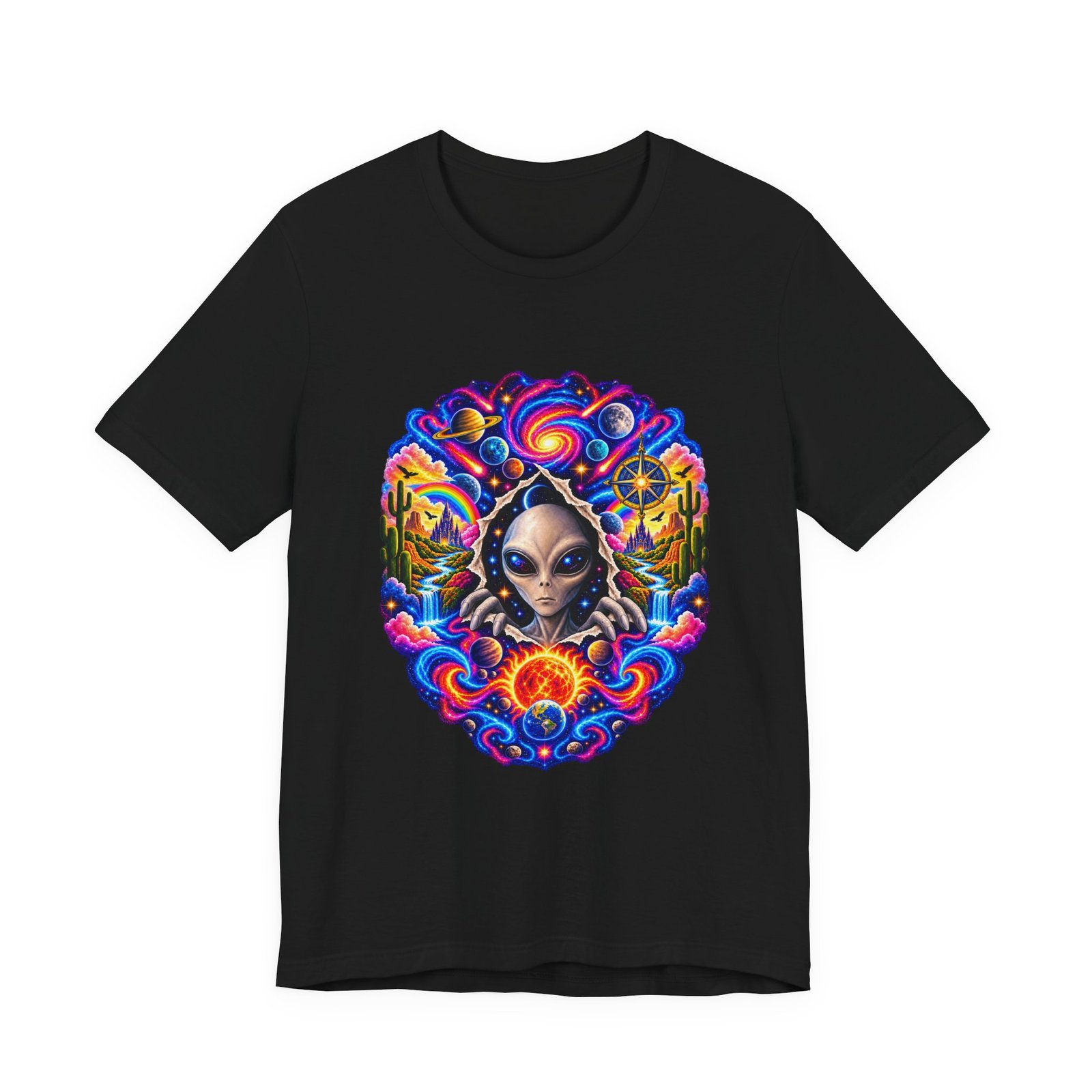 Psychedelic Alien Cosmic Portal Space Graphic Tee - Image 13