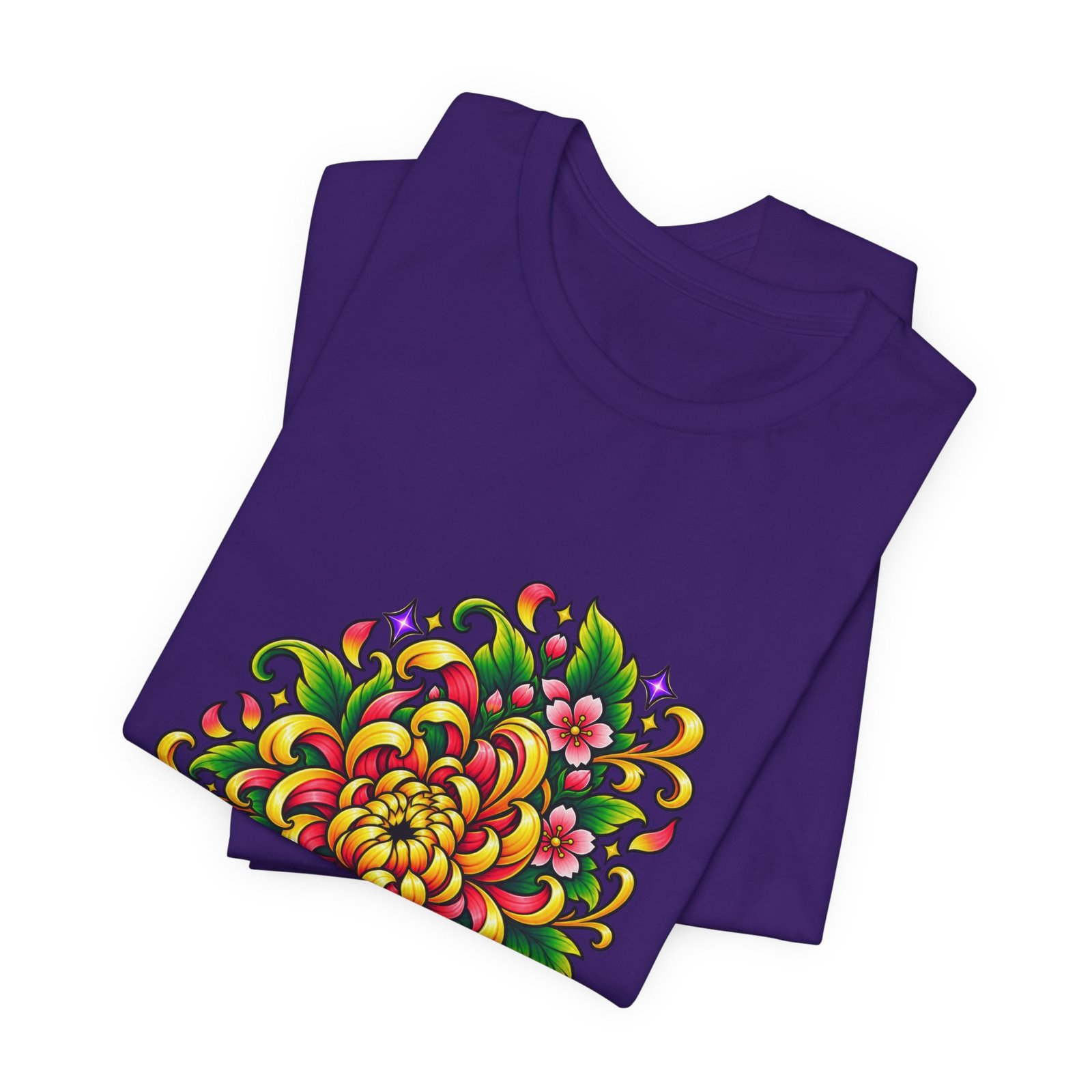 Vivid Chrysanthemum Floral Blossom Graphic Tee - Image 39