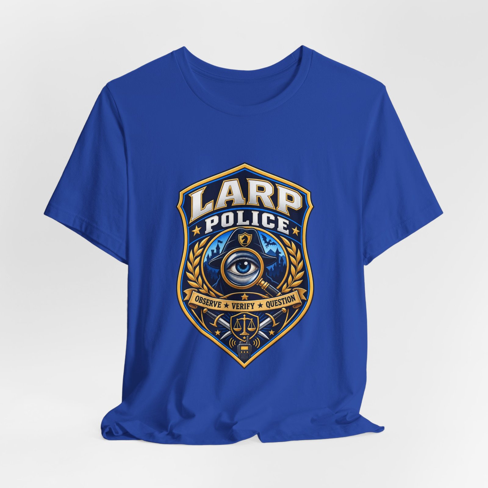LARP Police Observe Verify Question Badge Tee - Image 32