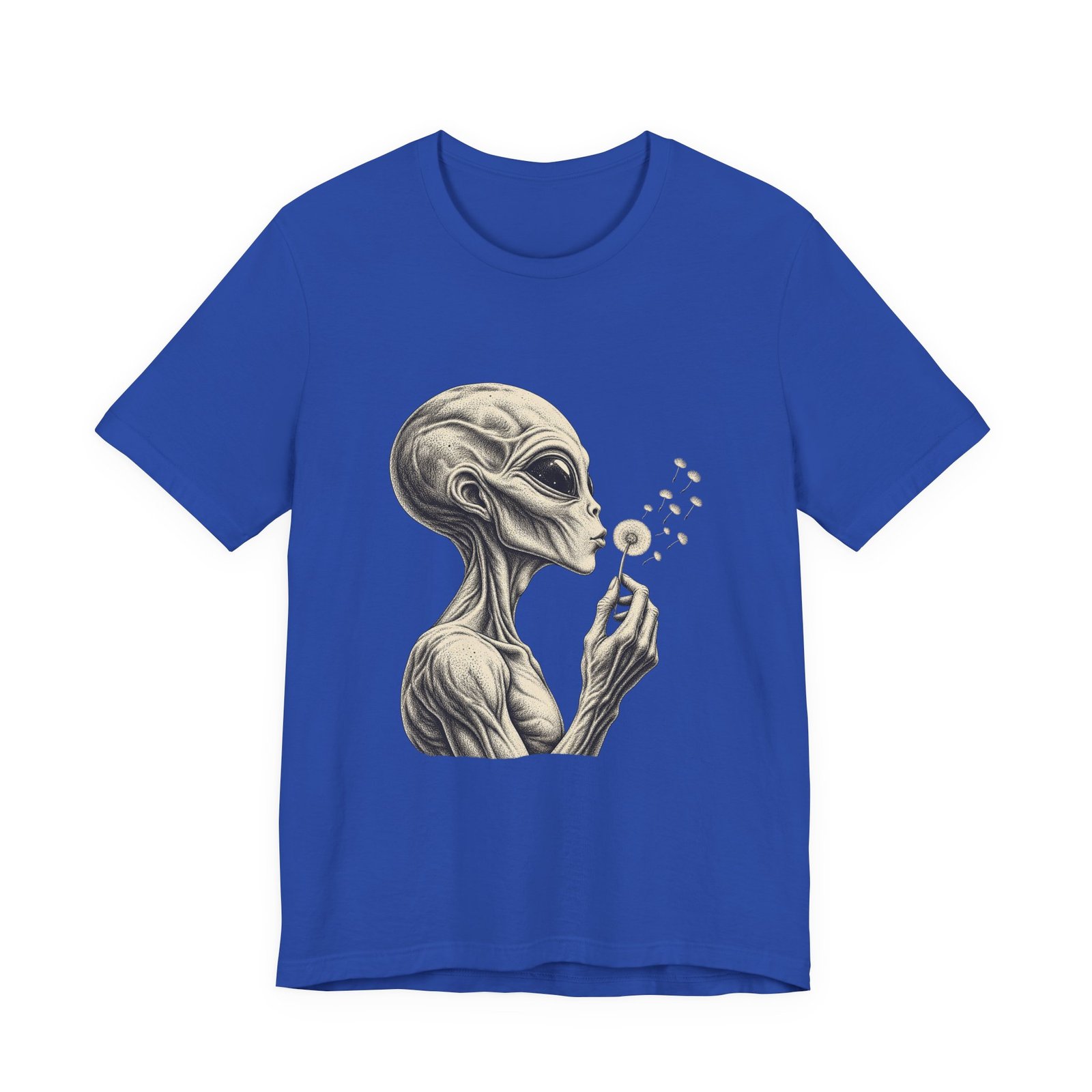 Alien Blowing Dandelion Seeds Wishful Extraterrestrial Wonder Tee - Image 29