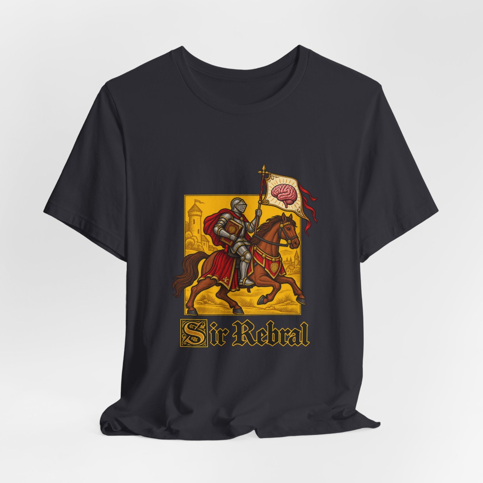 Sir Rebral Cerebral Knight Brain Banner Tee - Image 24
