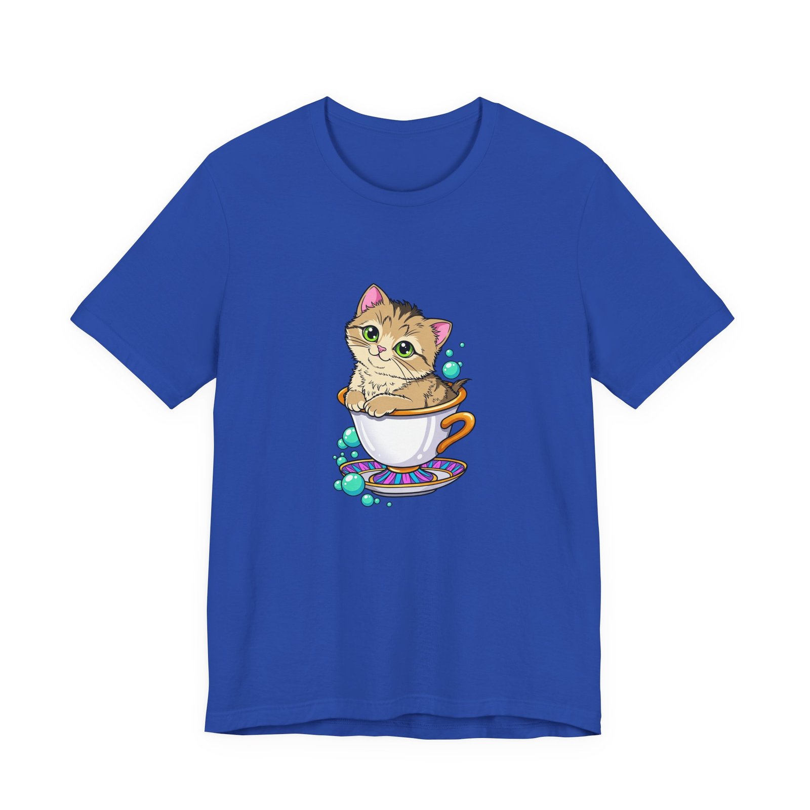 Cute Green Eyed Kitten in Teacup with Blue Bubbles - Image 17