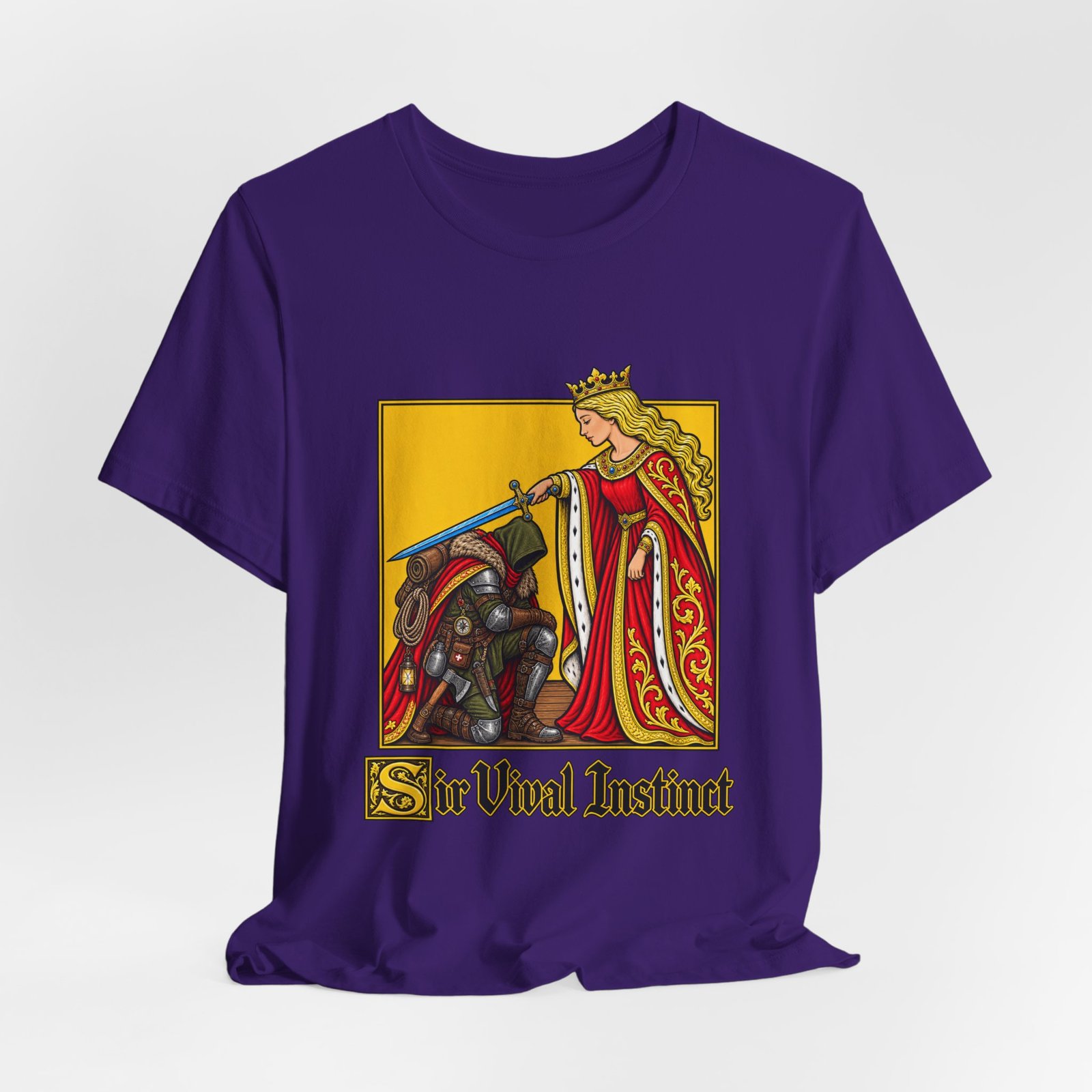 Sir Vival Instinct Medieval Survivalist Pun Graphic Tee - Image 40