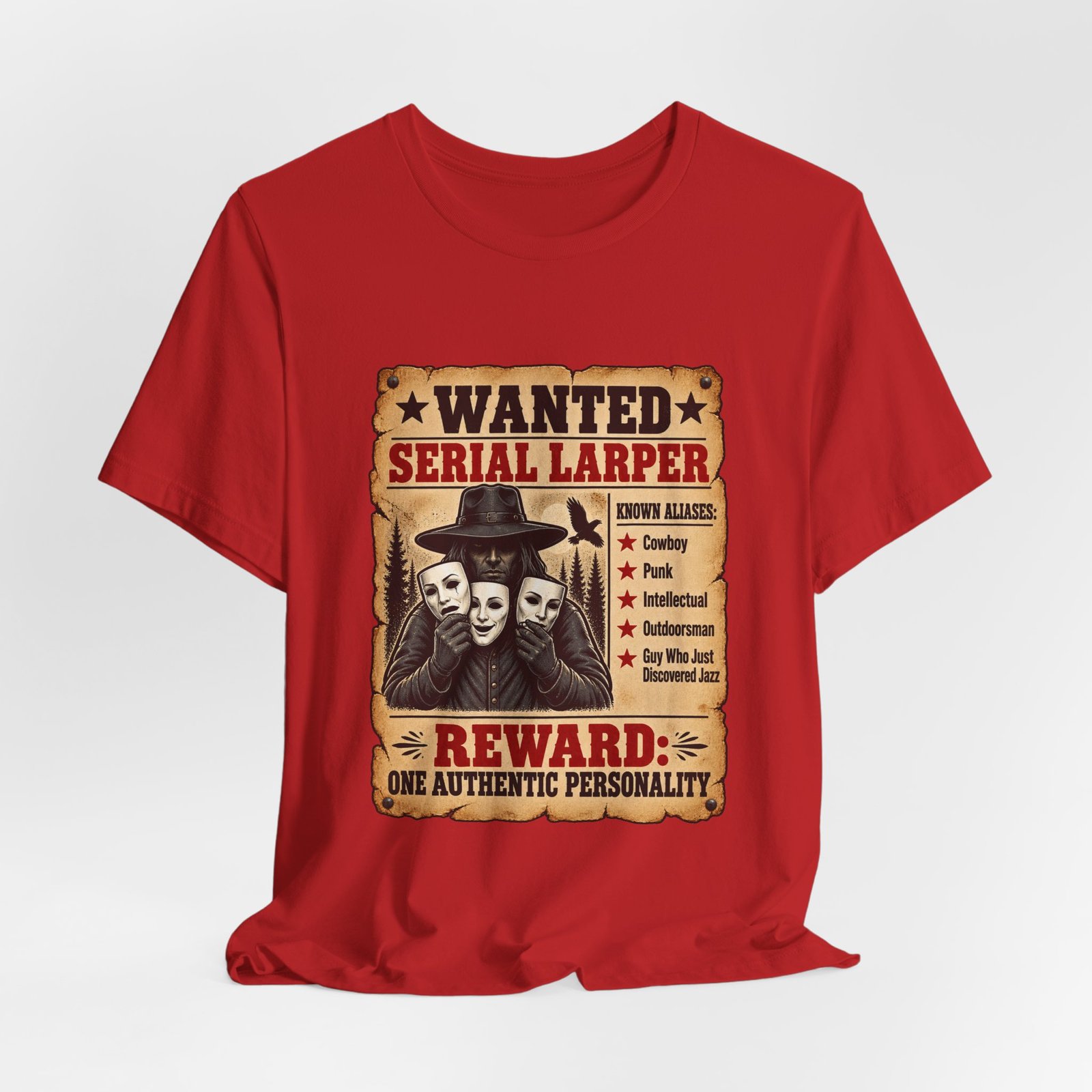 Wanted Serial Larper Funny Persona Poster Graphic Tee - Image 48