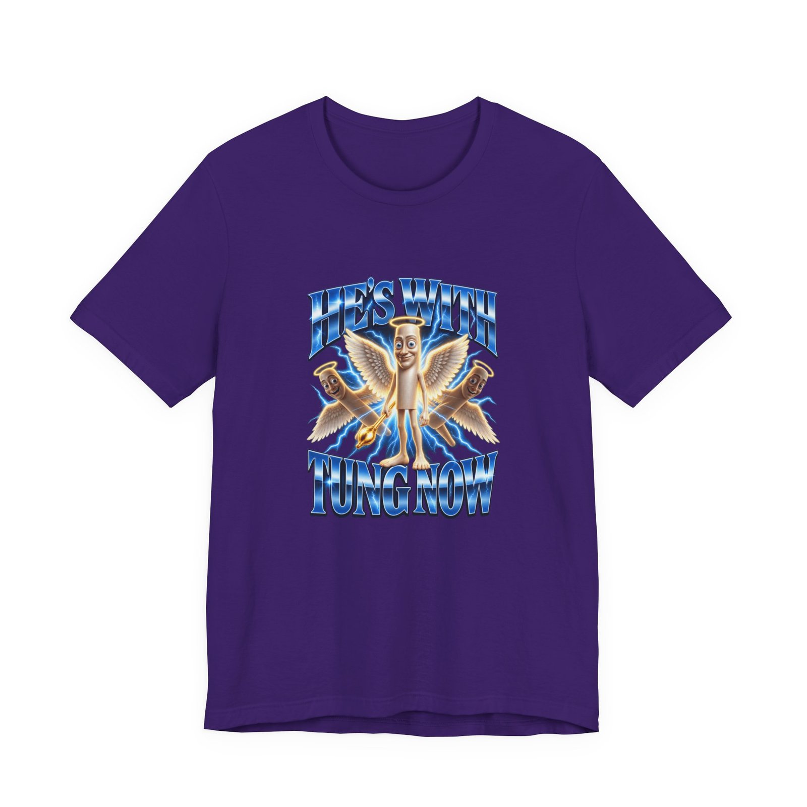 He’s With Tung Sahur Now Meme Angel Humor Graphic Tee - Image 25