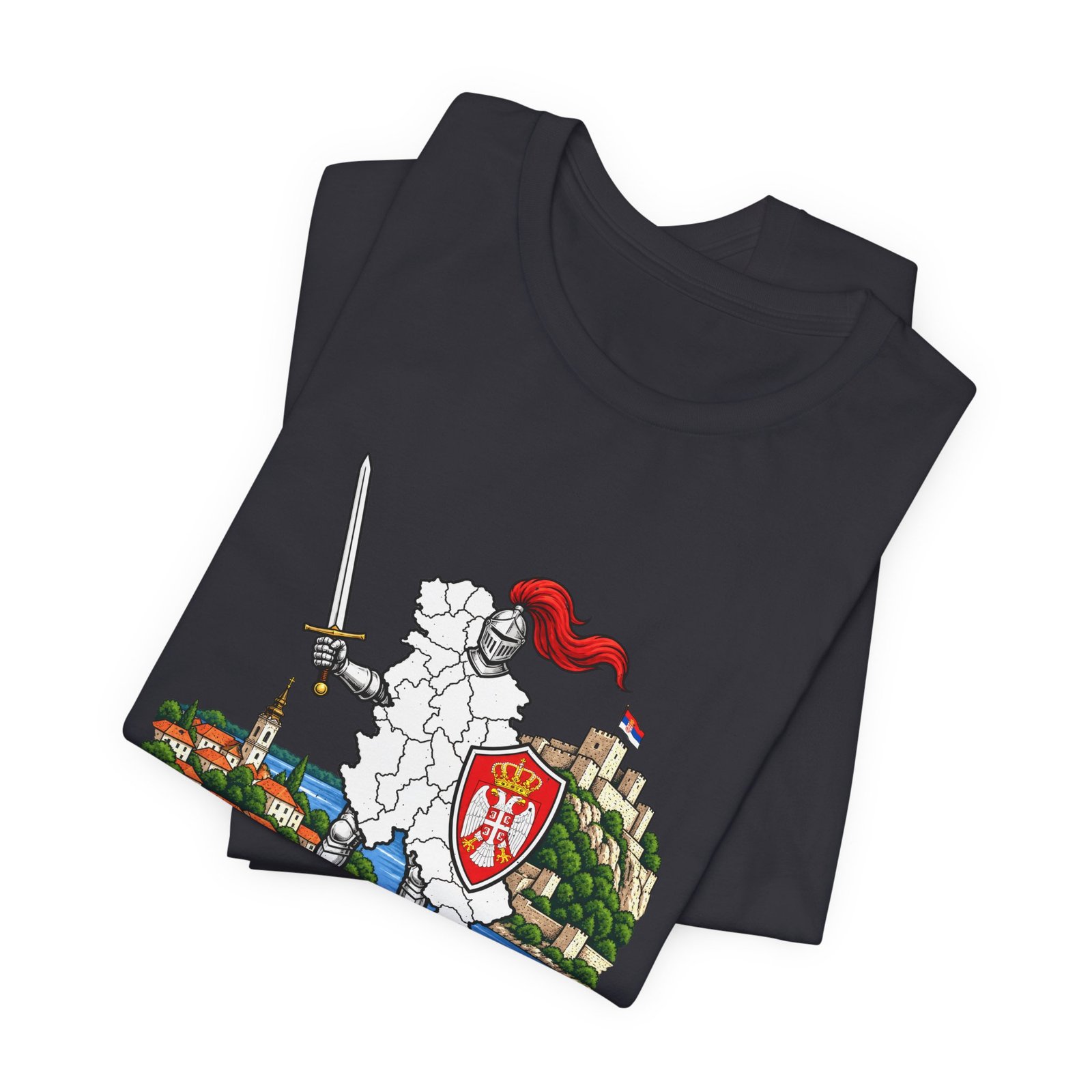 Ser Bia Heraldic Knight Heritage Serbia Pun Graphic Tee - Image 23