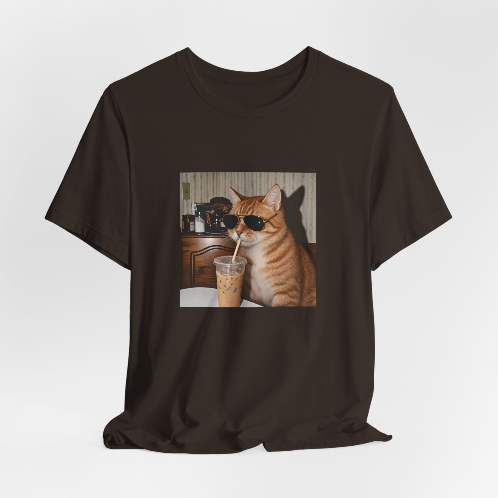 Cat Drinking Iced Coffee Graphic Tee - Image 12