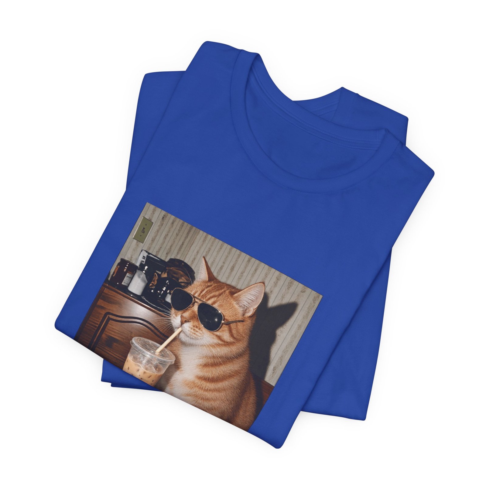 Cat Drinking Iced Coffee Graphic Tee - Image 31