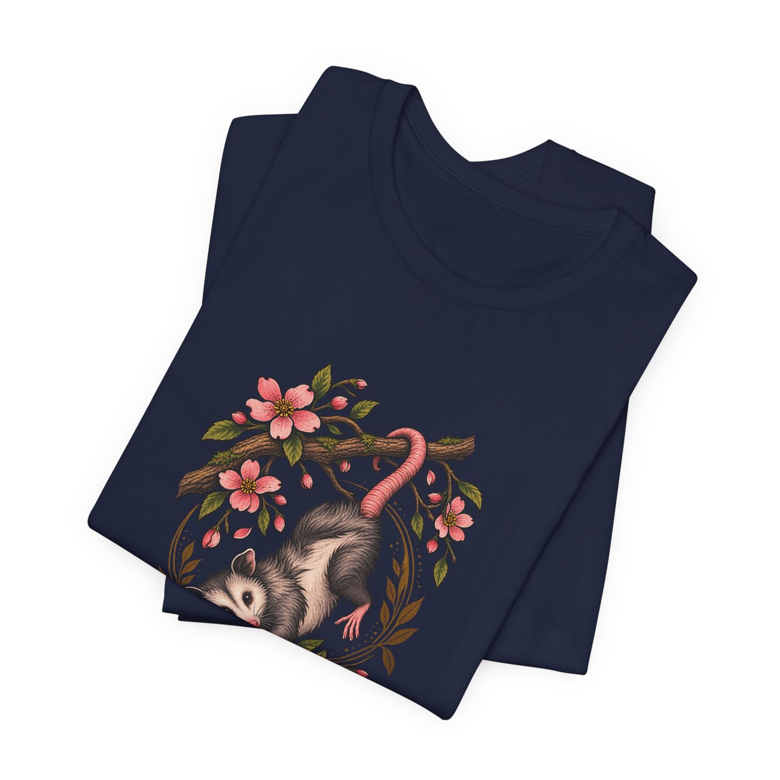 Opossum Hanging Among Blossoms Graphic Tee - Image 35
