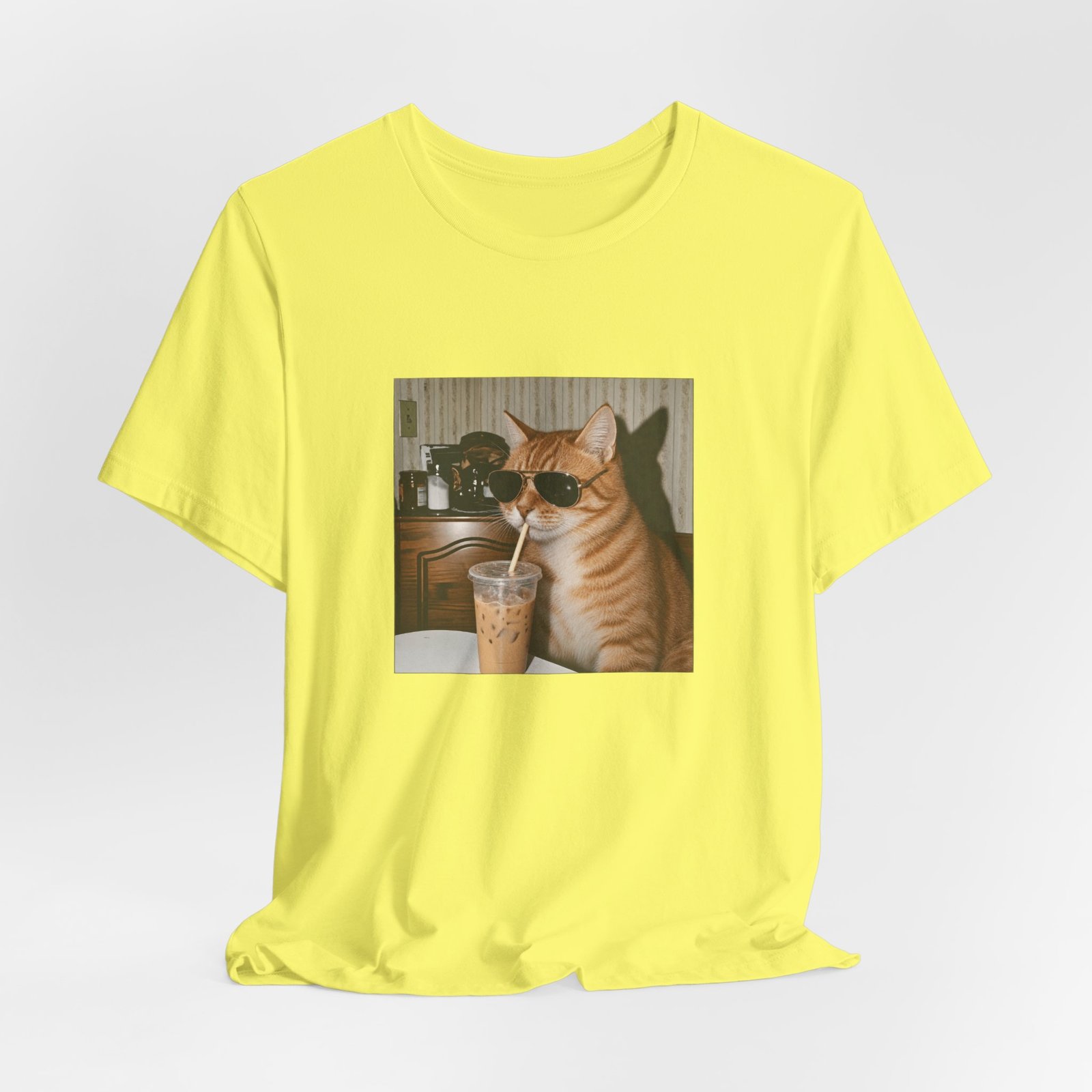 Cat Drinking Iced Coffee Graphic Tee - Image 20