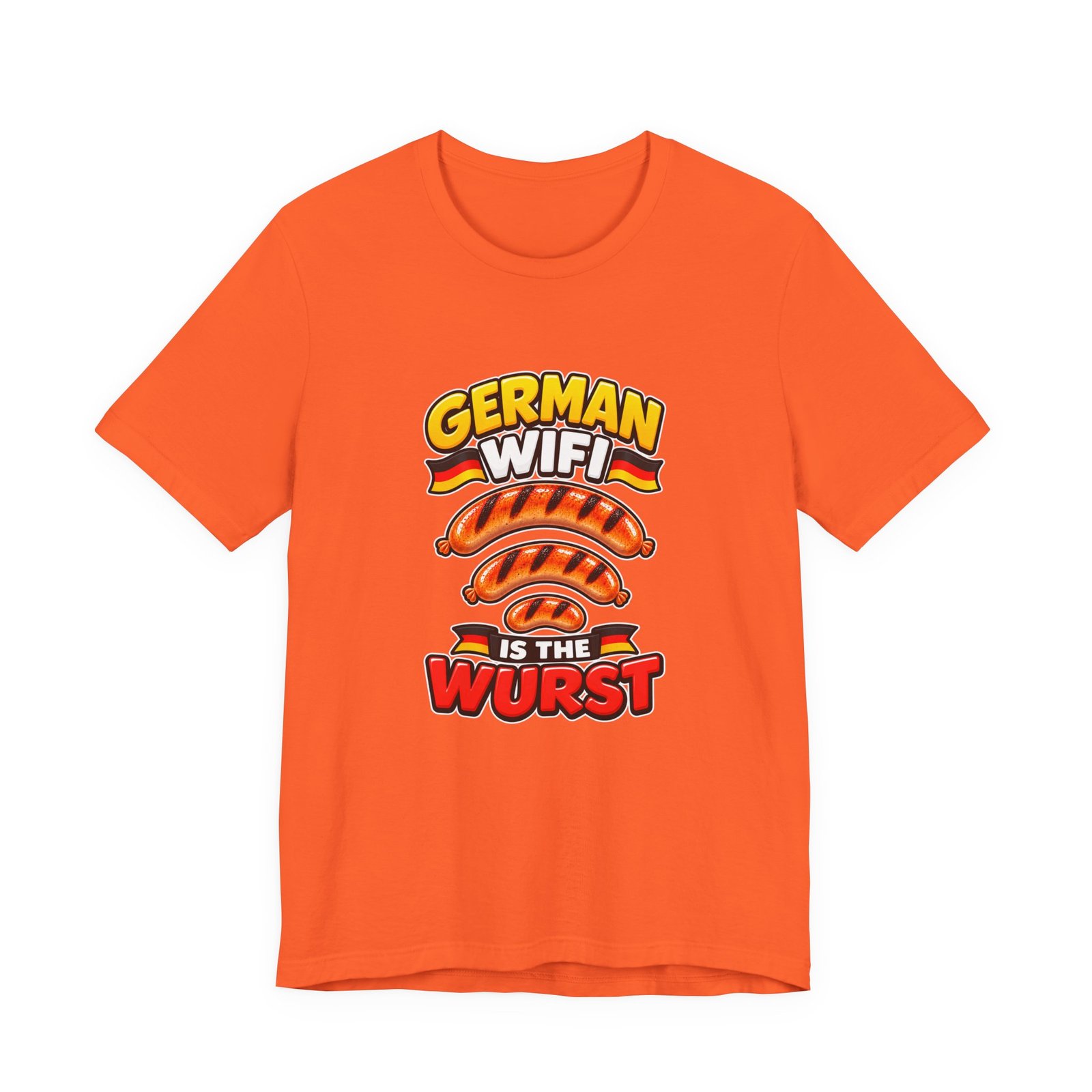 German WiFi Is The Wurst Sausage Pun Graphic Tee - Image 5
