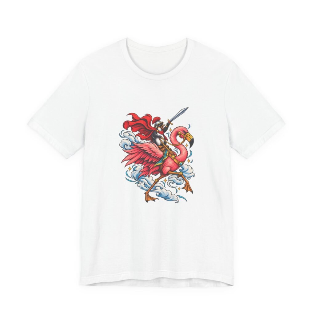 Penguin Knight On Flamingo Fantasy Adventure Graphic Tee