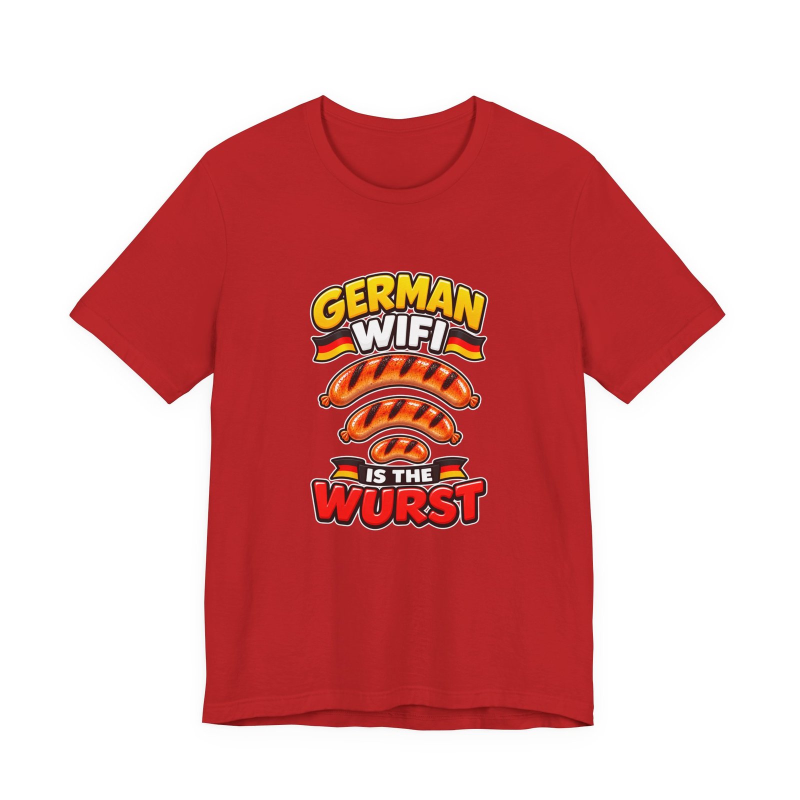 German WiFi Is The Wurst Sausage Pun Graphic Tee - Image 45