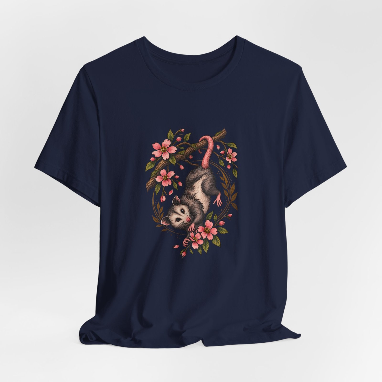 Opossum Hanging Among Blossoms Graphic Tee - Image 36