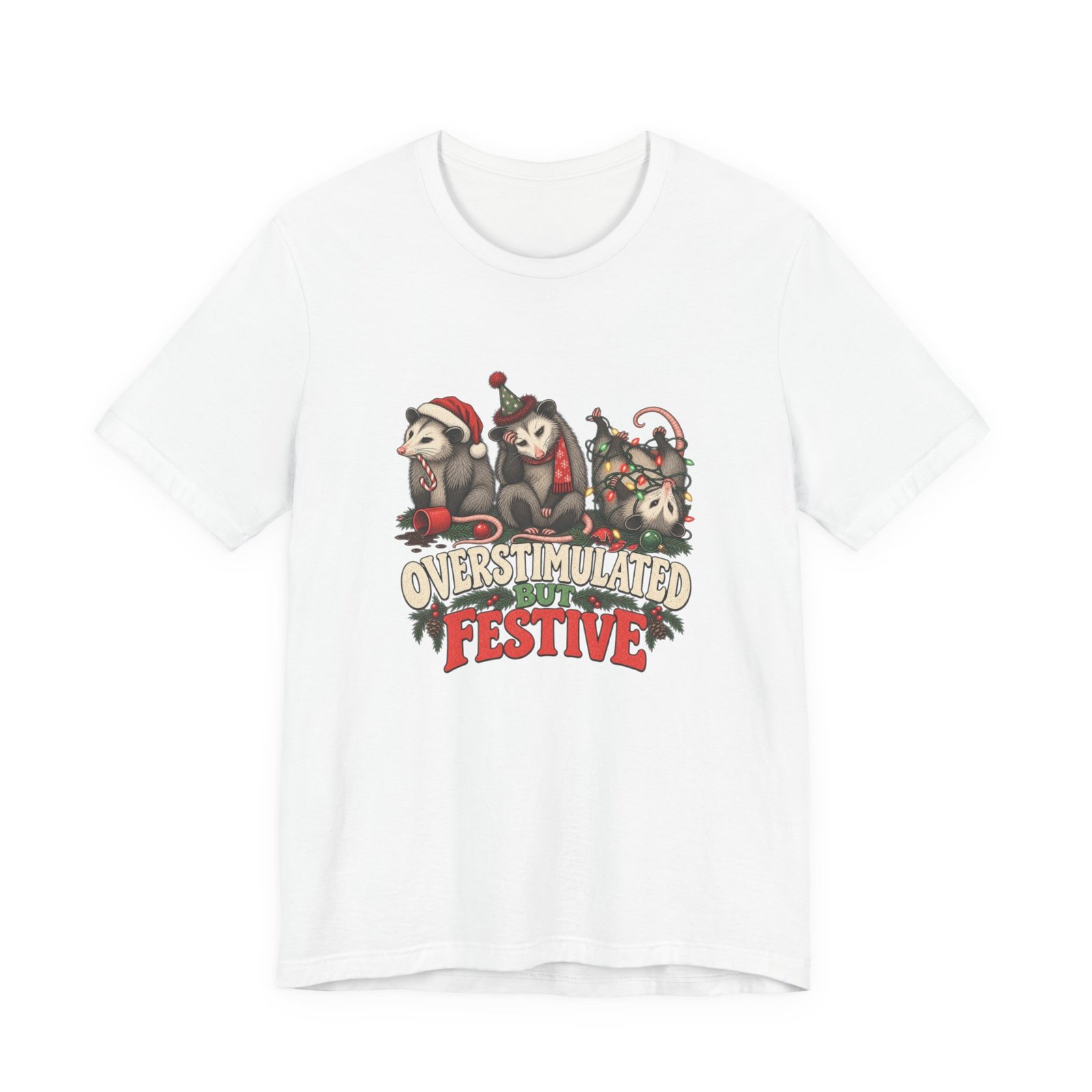 Overstimulated But Festive Christmas Opossums
