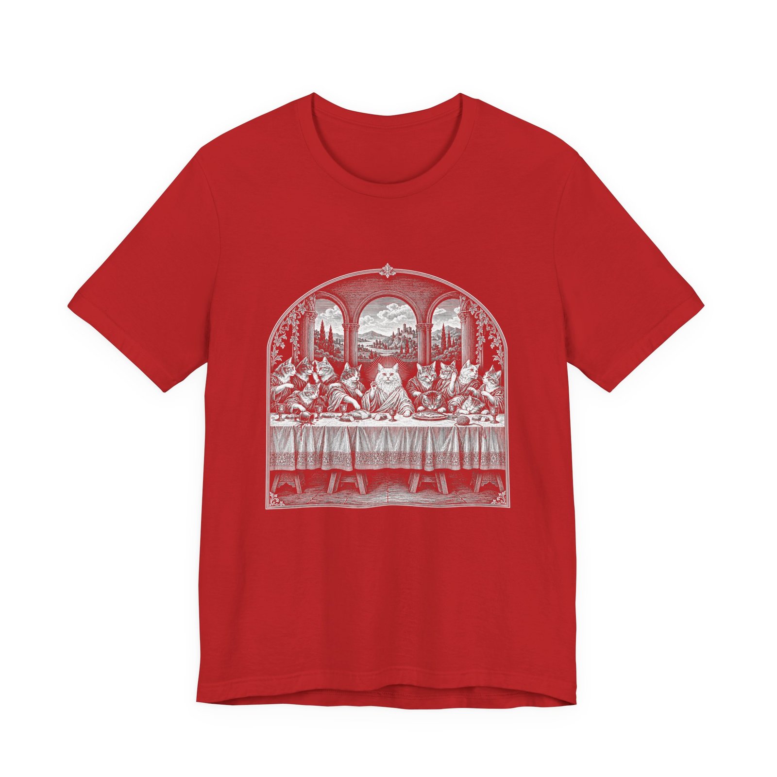Cats Last Dinner Religious Humor Graphic Tee - Image 29